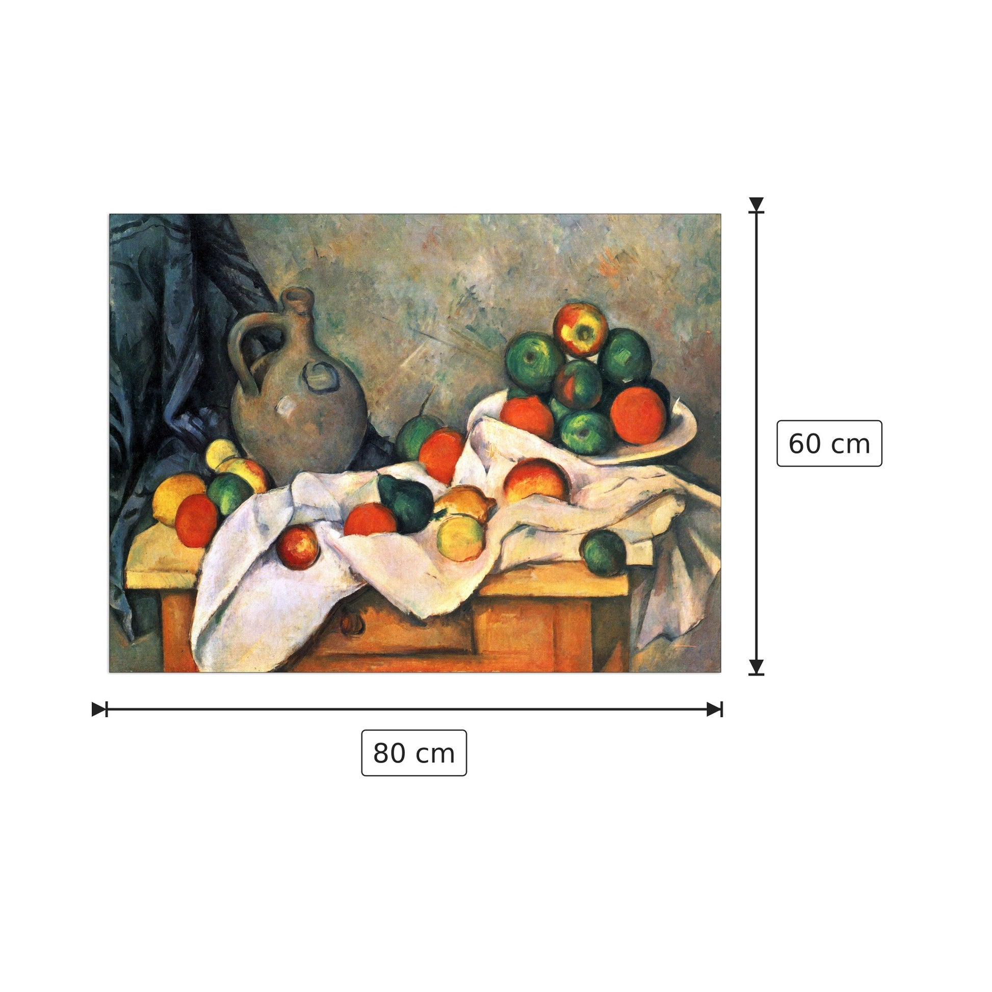 Still life, drapery, pitcher and fruit bowl - Cezanne Paul - cm 80x60 - Pannello in MDF