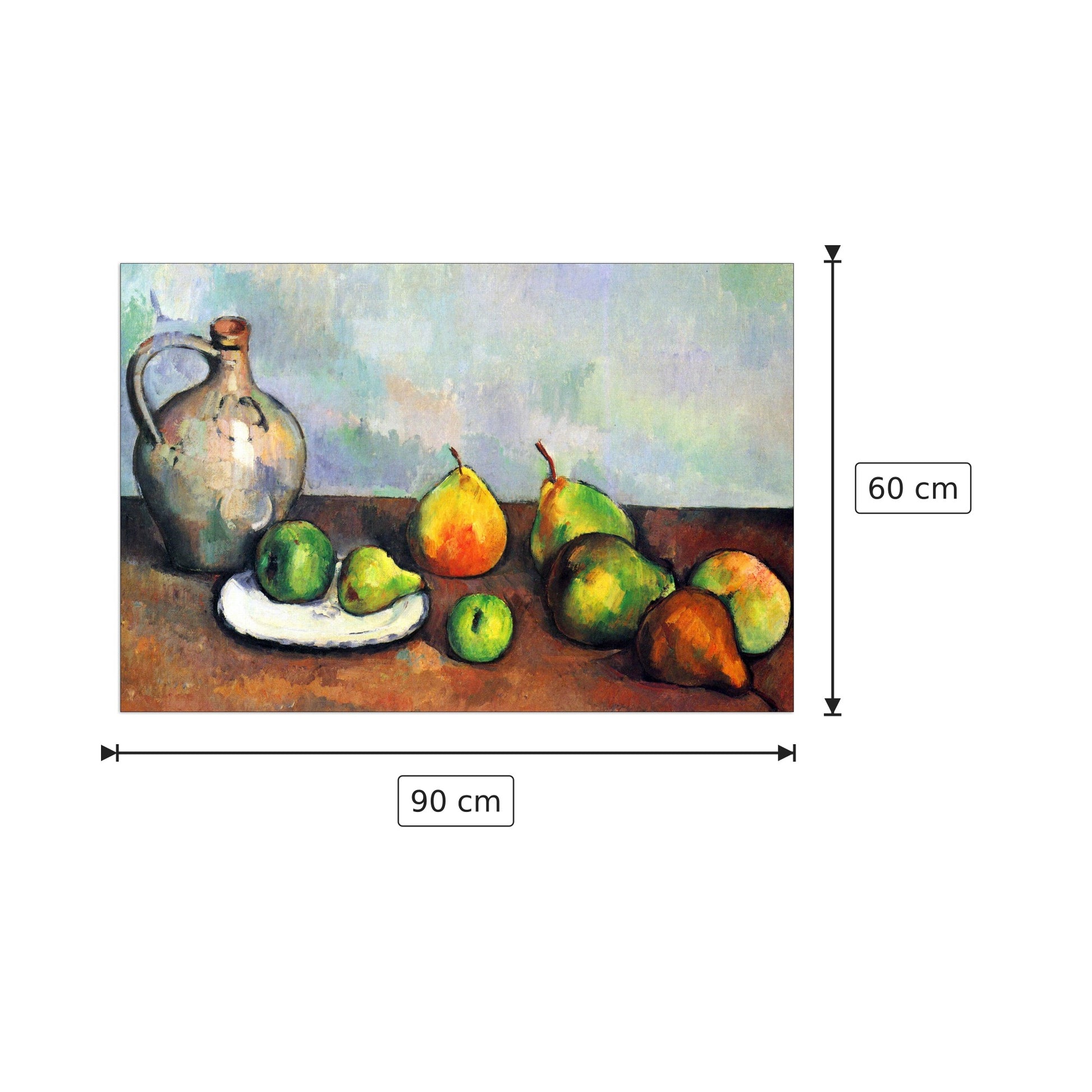 Still Life, Jar and Fruit - Cezanne Paul - cm 90x60 - Pannello in MDF