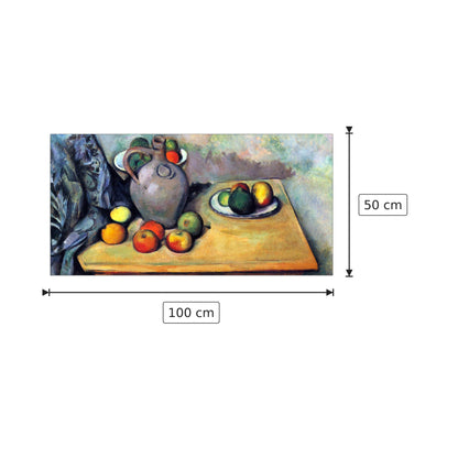 Still life, pitcher and fruit on a table - Cezanne Paul - cm 100x50 - Pannello in MDF