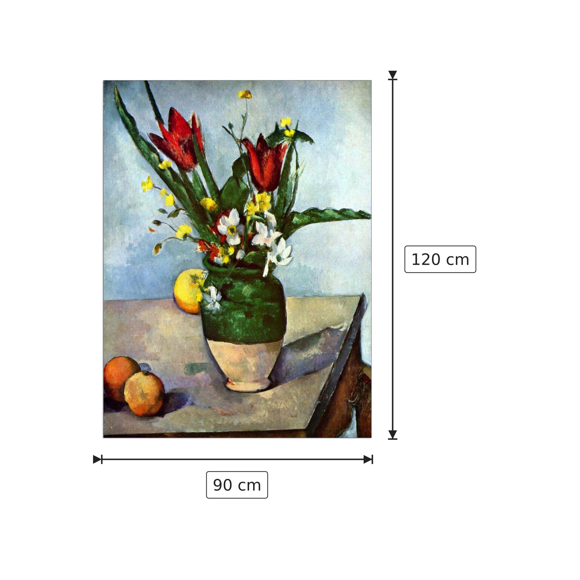 Still Life, Tulips and Apples - Cezanne Paul - cm 90x120 - Pannello in MDF