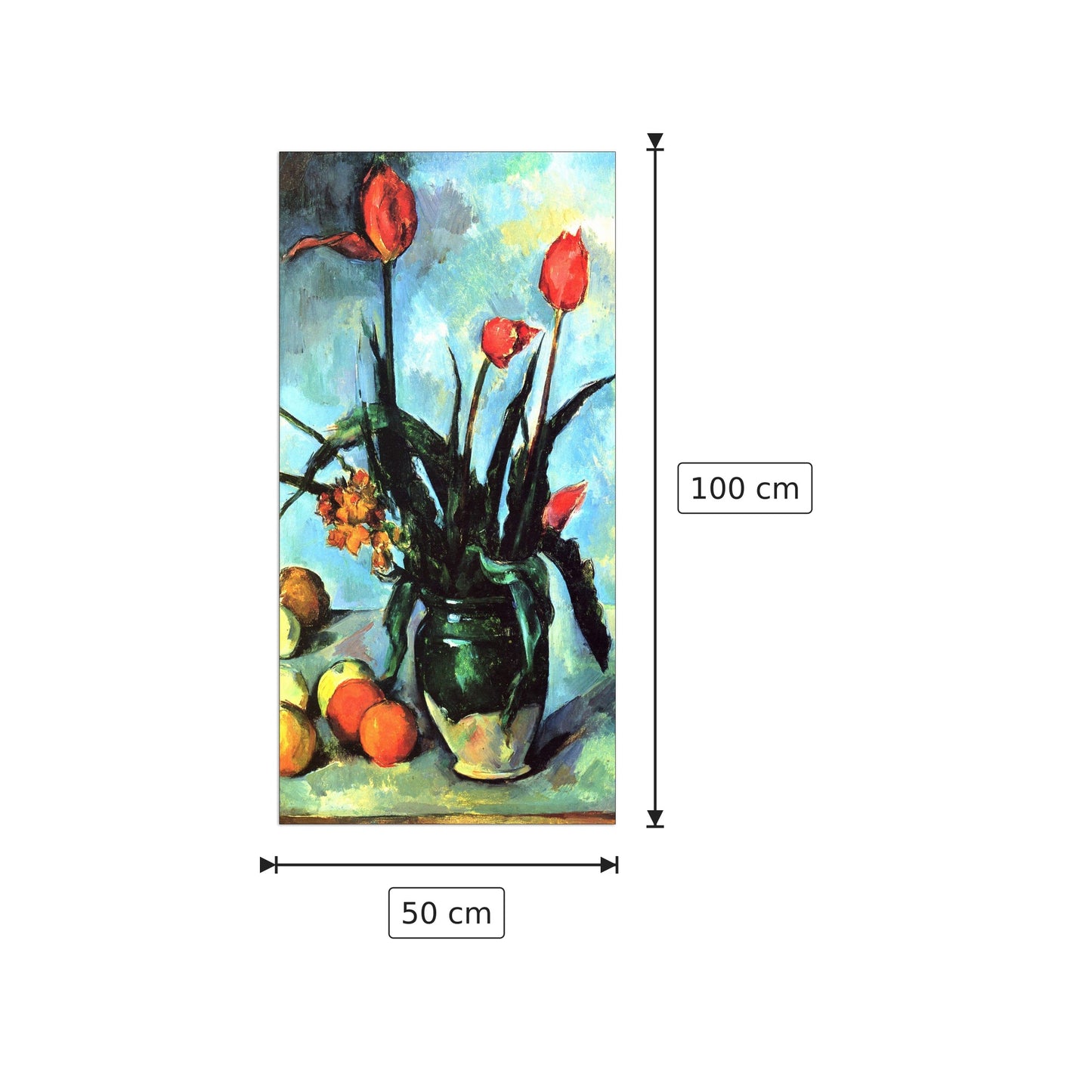 Still Life, vase with Tulips - Cezanne Paul - cm 50x100 - Pannello in MDF