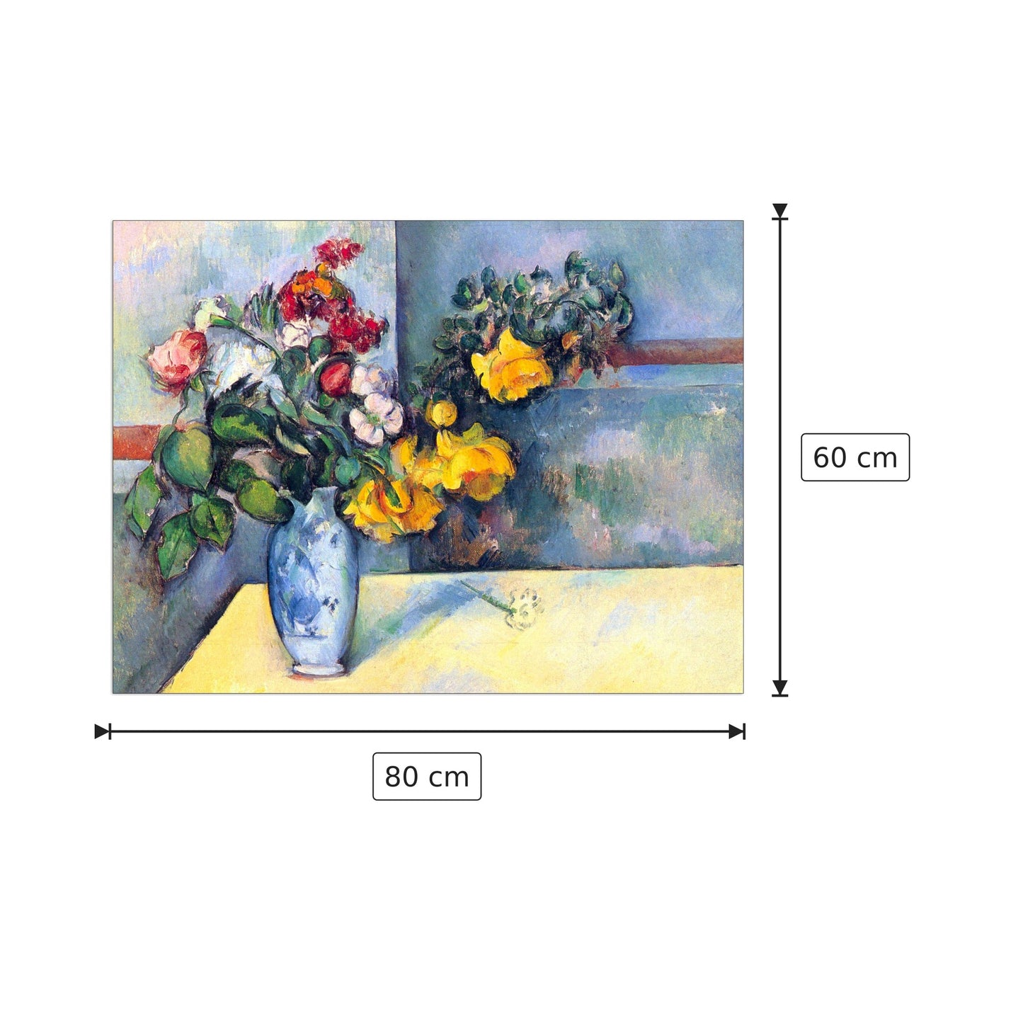 Still lifes, flowers in a vase - Cezanne Paul - cm 80x60 - Pannello in MDF