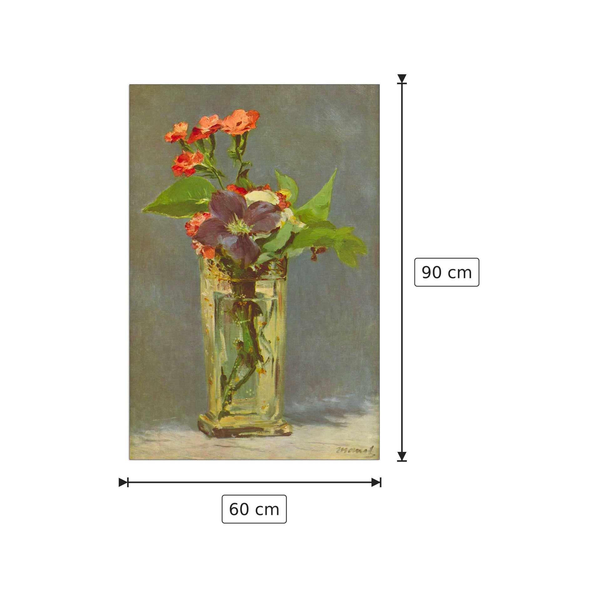 Carnations and Clematis in a Crystal Vase - Manet Édouard - cm 60x90 - Pannello in MDF