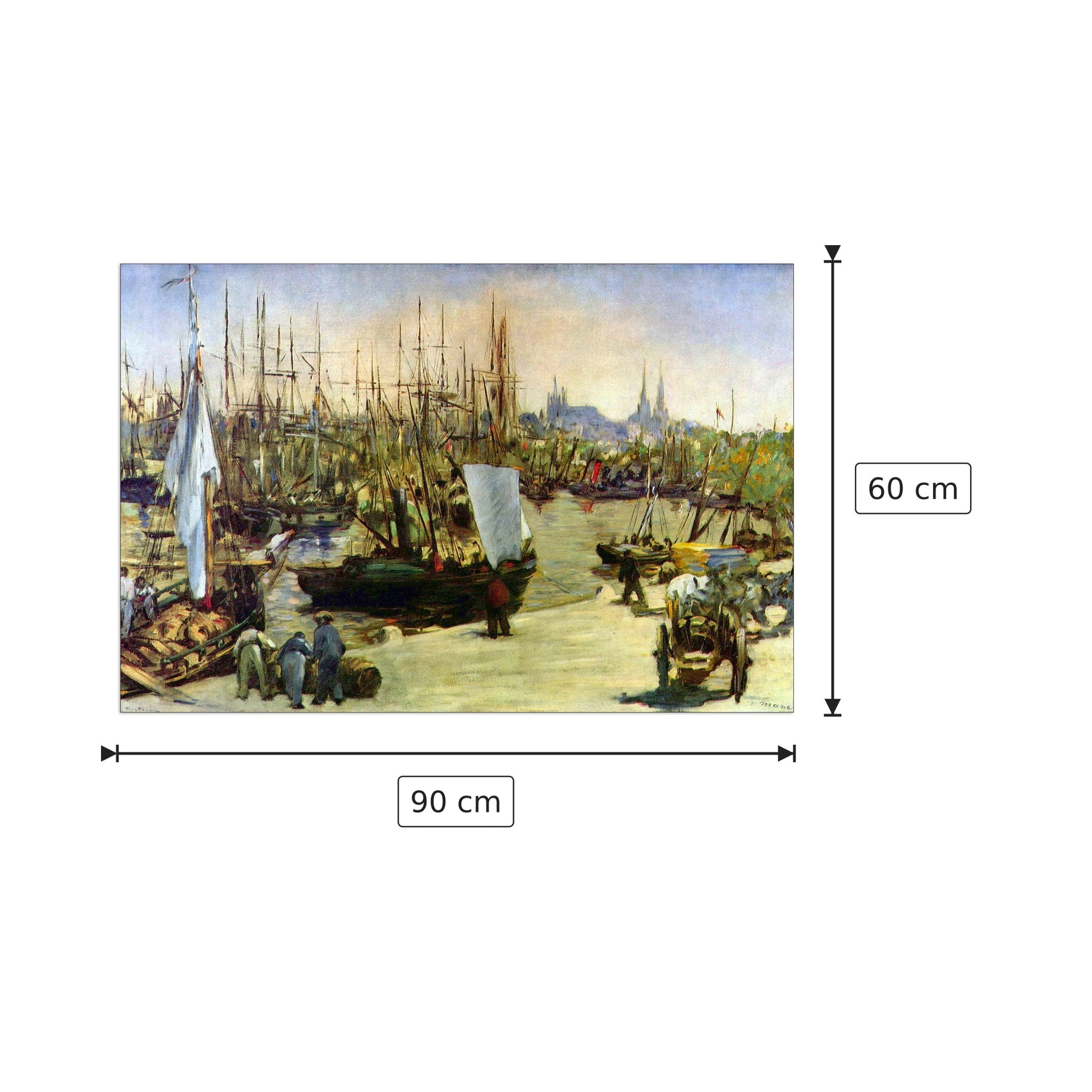 Port of Bordeaux - Manet Édouard - cm 90x60 - Pannello in MDF