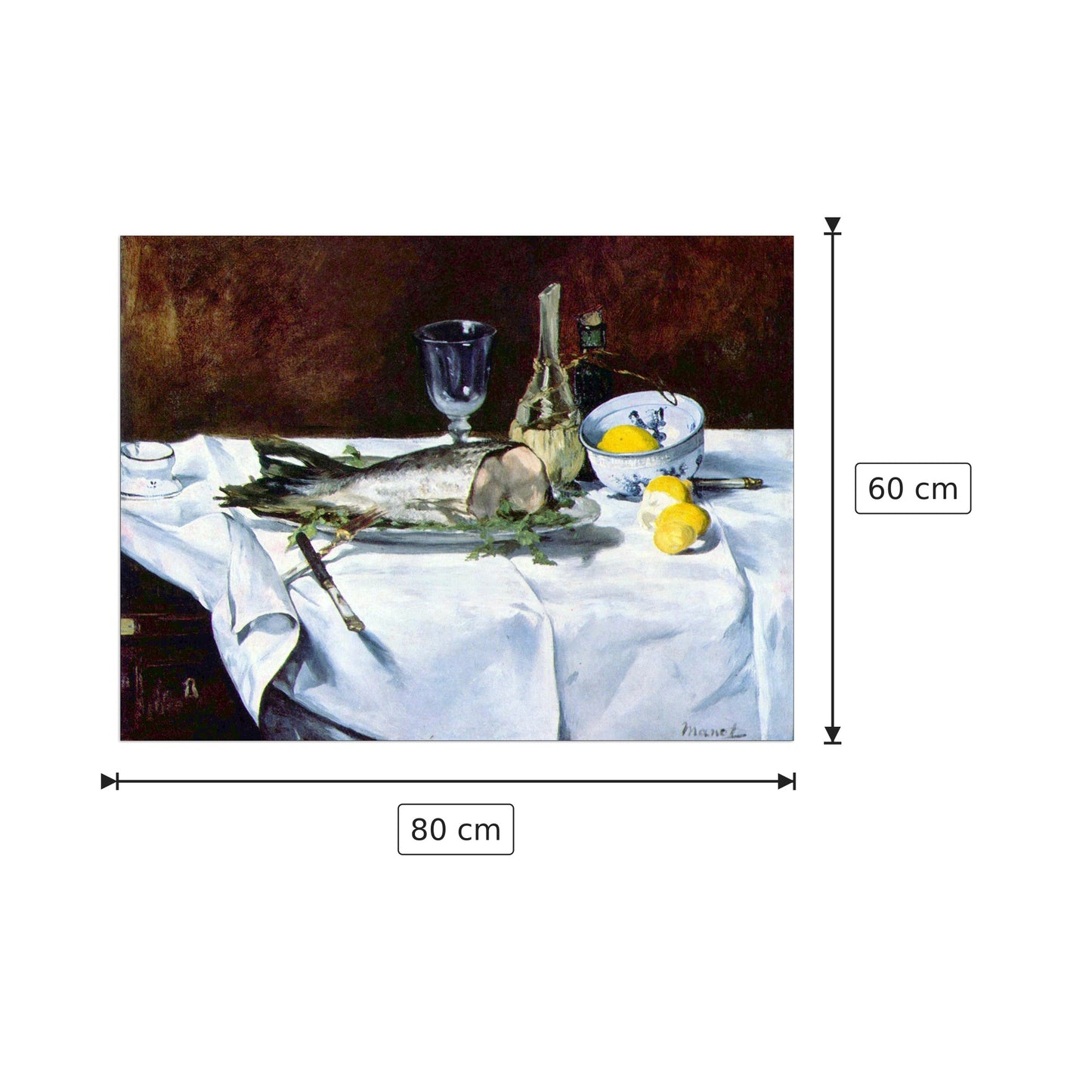 Still Life with Salmon - Manet Édouard - cm 80x60 - Pannello in MDF