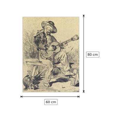 The guitar Player - Manet Édouard - cm 60x80 - Pannello in MDF