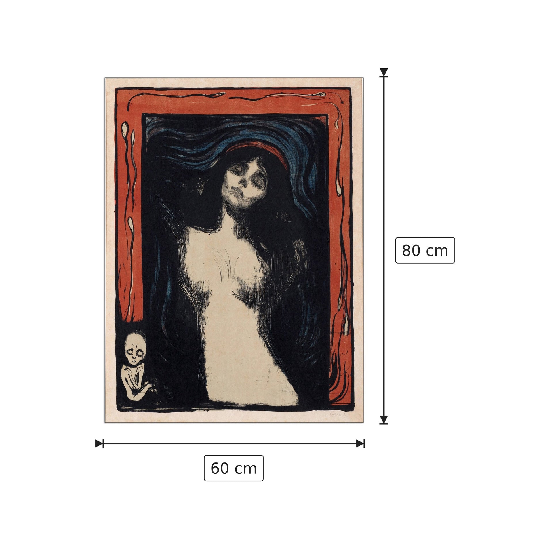 Madonna - Munch Edvard - cm 60x80 - Pannello in MDF