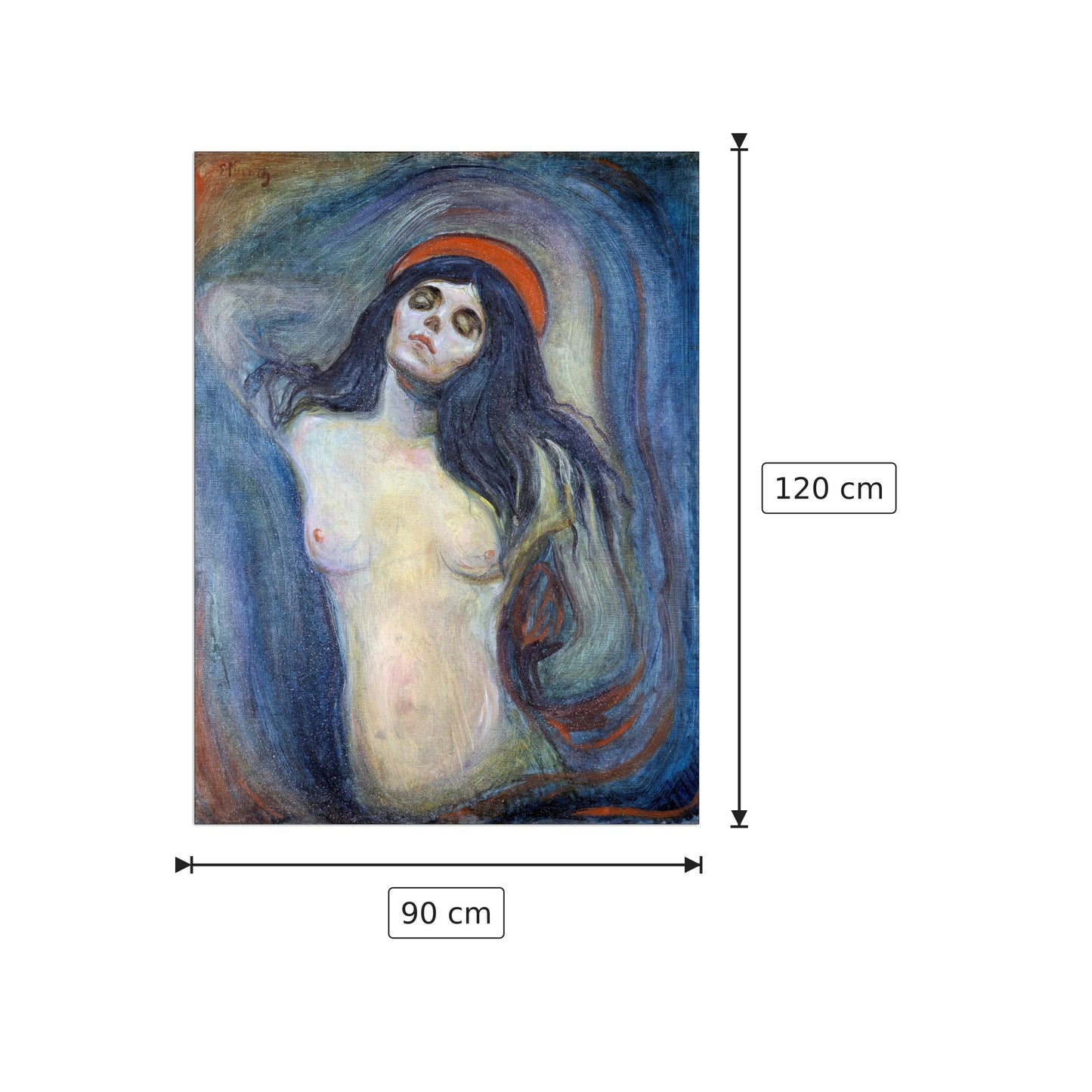 Madonna II - Munch Edvard - cm 90x120 - Pannello in MDF