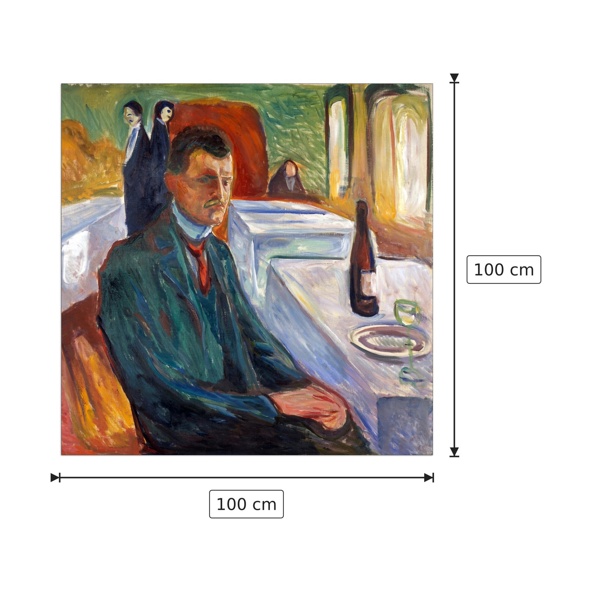 Portrait with bottle of wine - Munch Edvard - cm 100x100 - Pannello in MDF