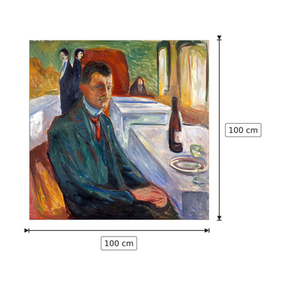 Portrait with bottle of wine - Munch Edvard - cm 100x100 - Pannello in MDF