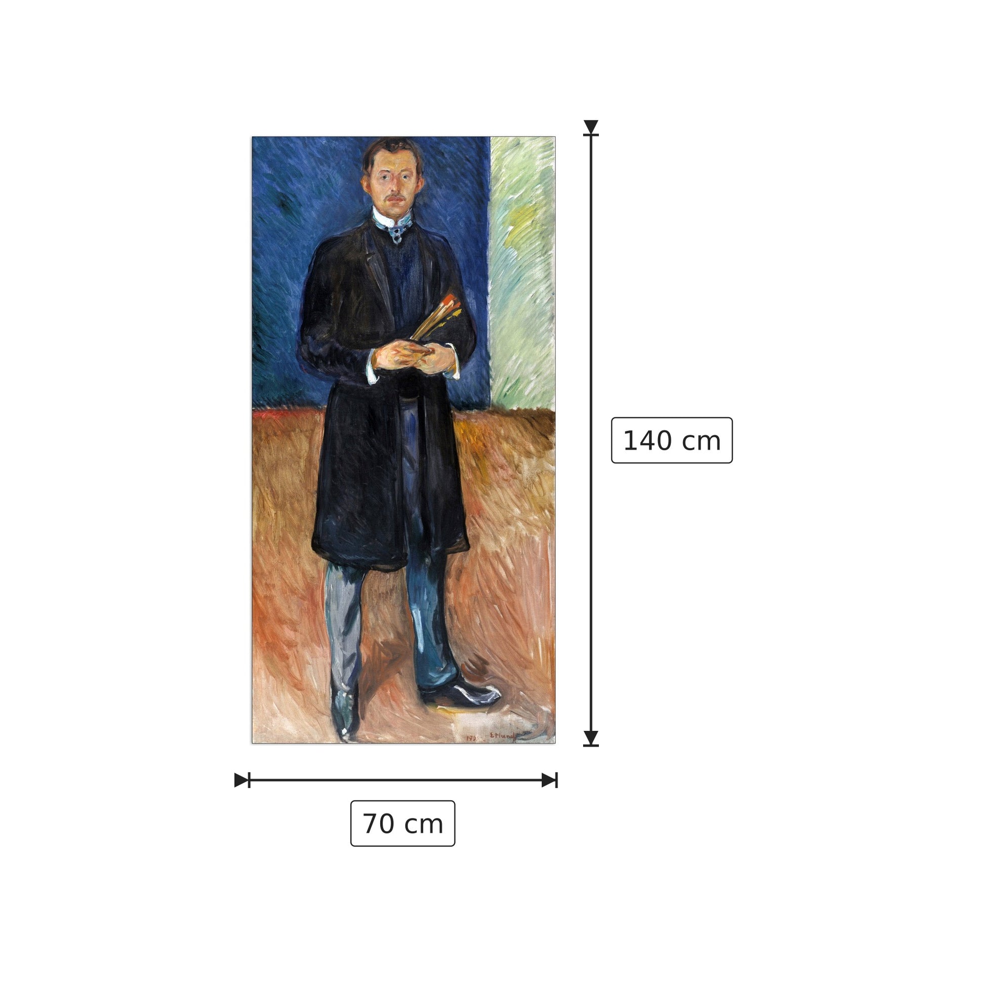 Portrait with brushes - Munch Edvard - cm 70x140 - Pannello in MDF