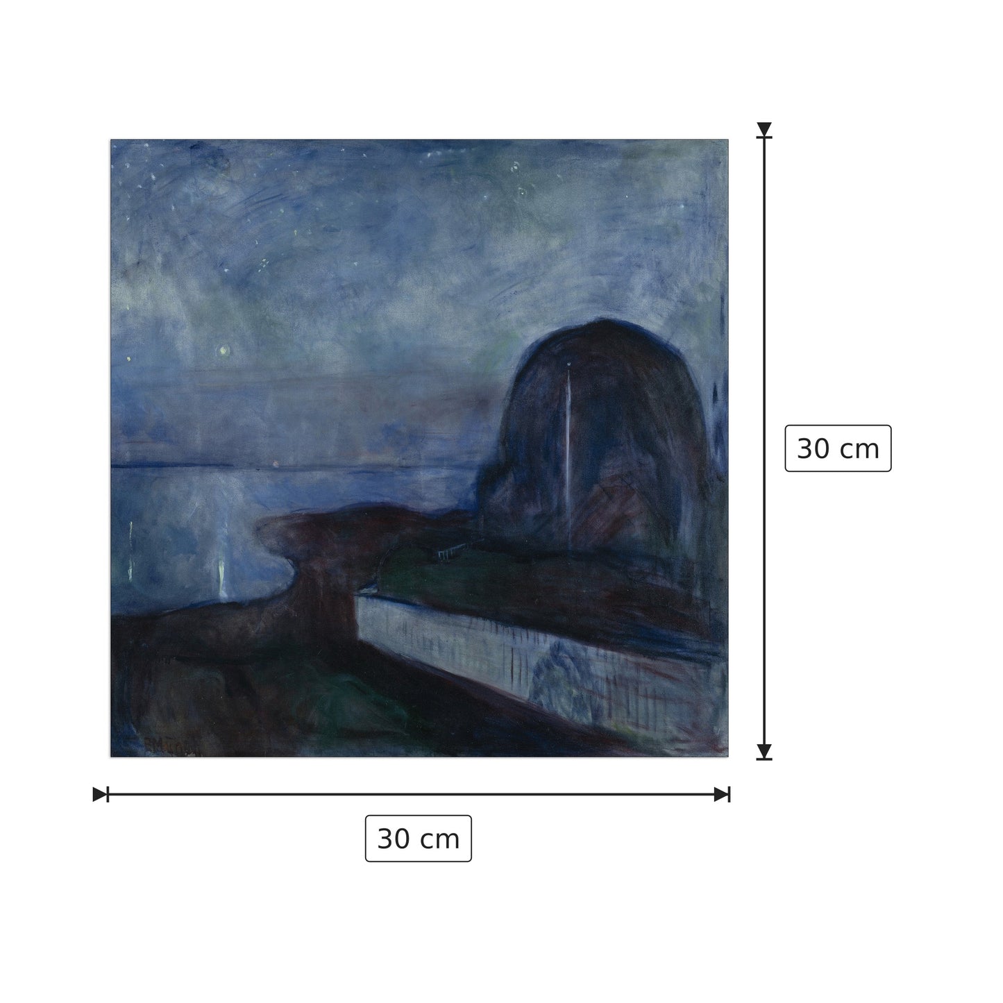 Starry Night - Munch Edvard - cm 30x30 - Pannello in MDF