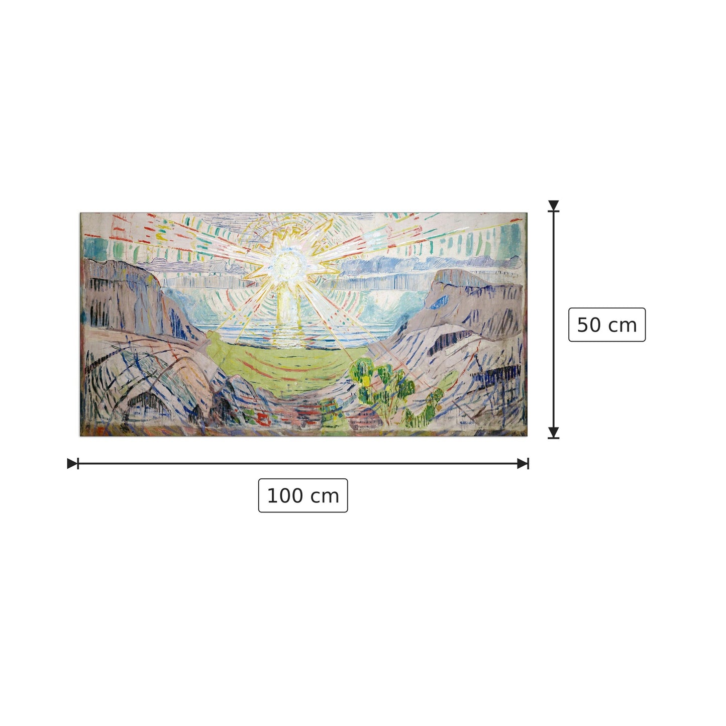 The Sun - Munch Edvard - cm 100x50 - Pannello in MDF