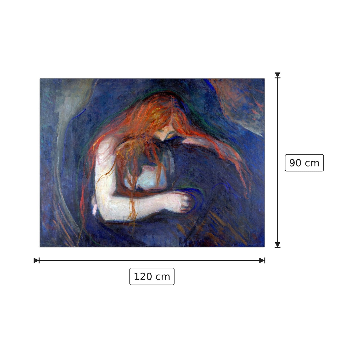 Vampire - Munch Edvard - cm 120x90 - Pannello in MDF