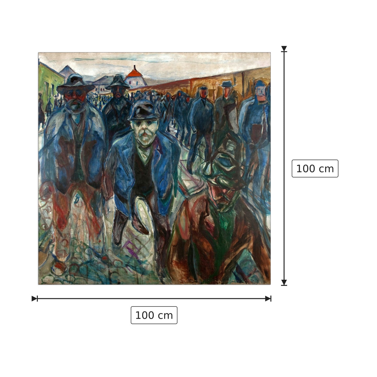 Workers on their way home - Munch Edvard - cm 100x100 - Pannello in MDF