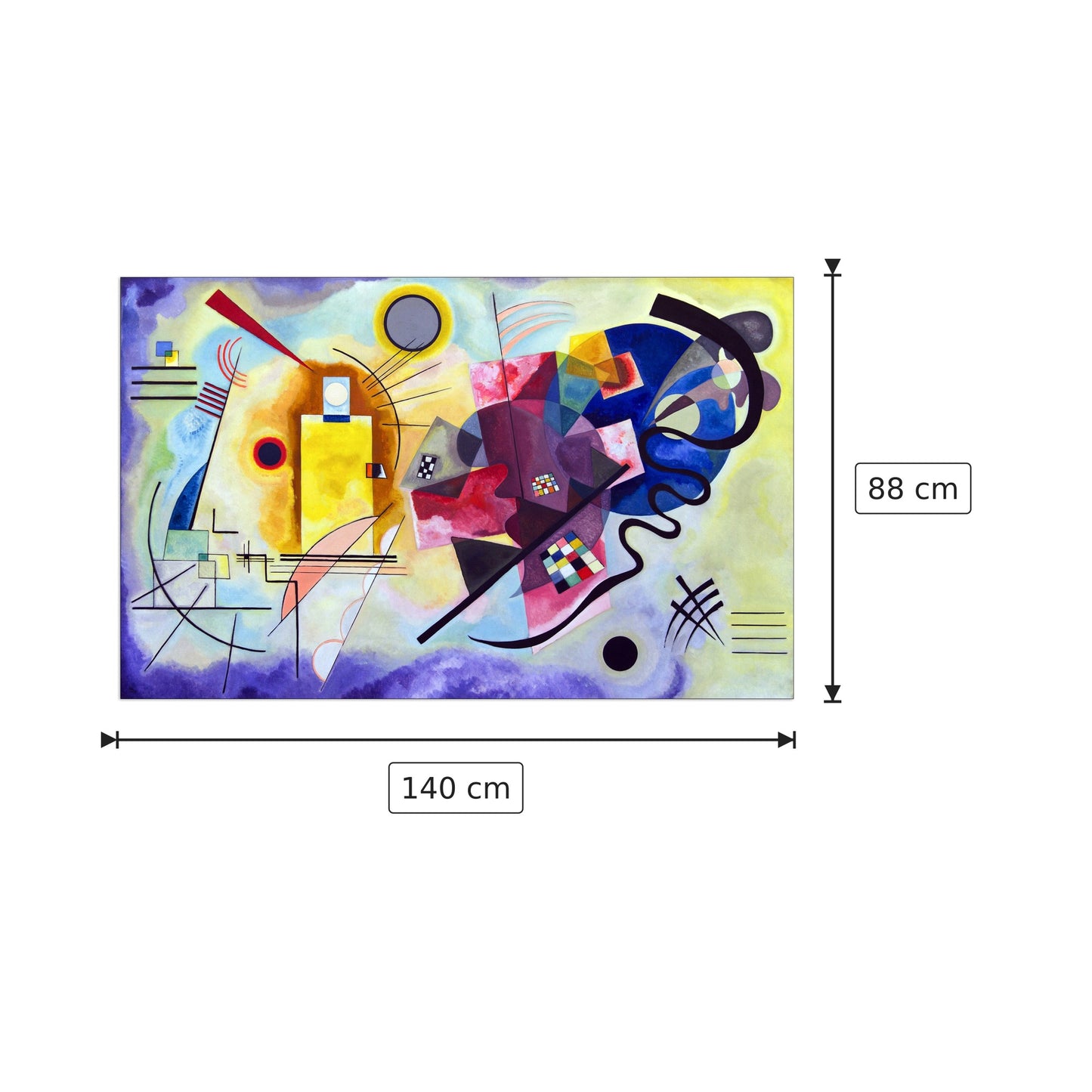 Giallo, rosso e blu - Vassily Kandinsky - cm 140x88 - Pannello in MDF