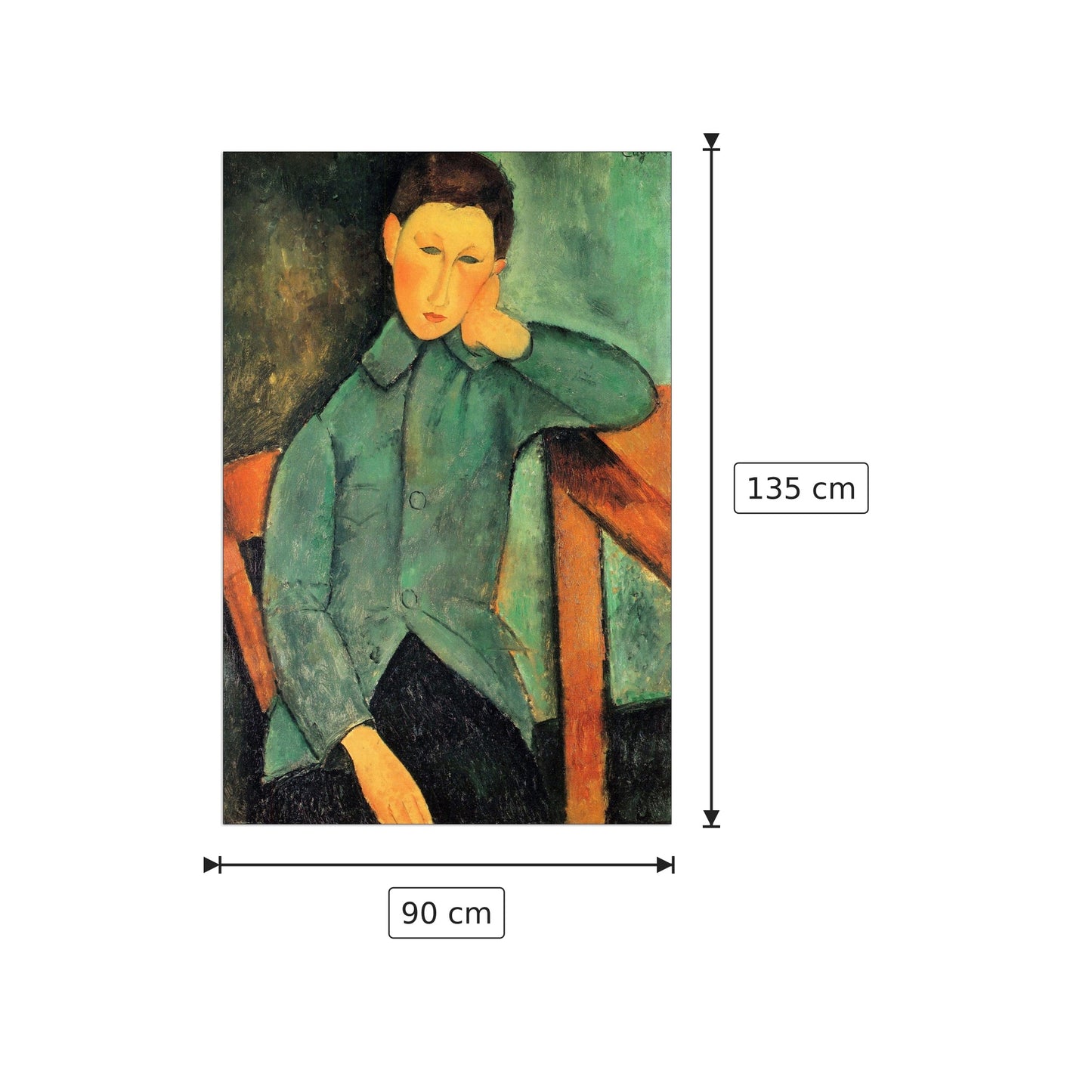 Boy in a blue jacket - Modigliani Amedeo - cm 90x135 - Pannello in MDF