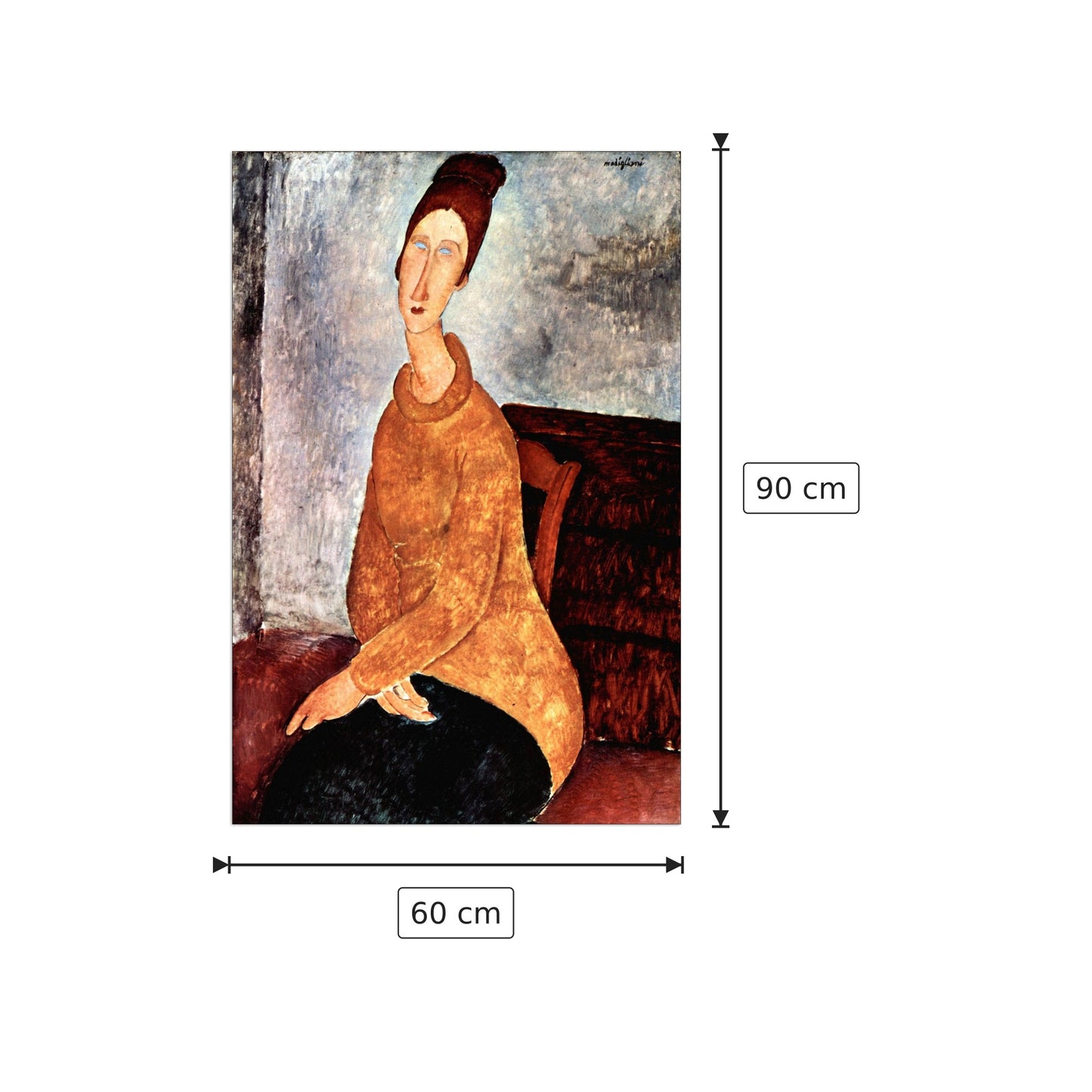 Portrait of Jeanne Hebuterne II - Modigliani Amedeo - cm 60x90 - Pannello in MDF