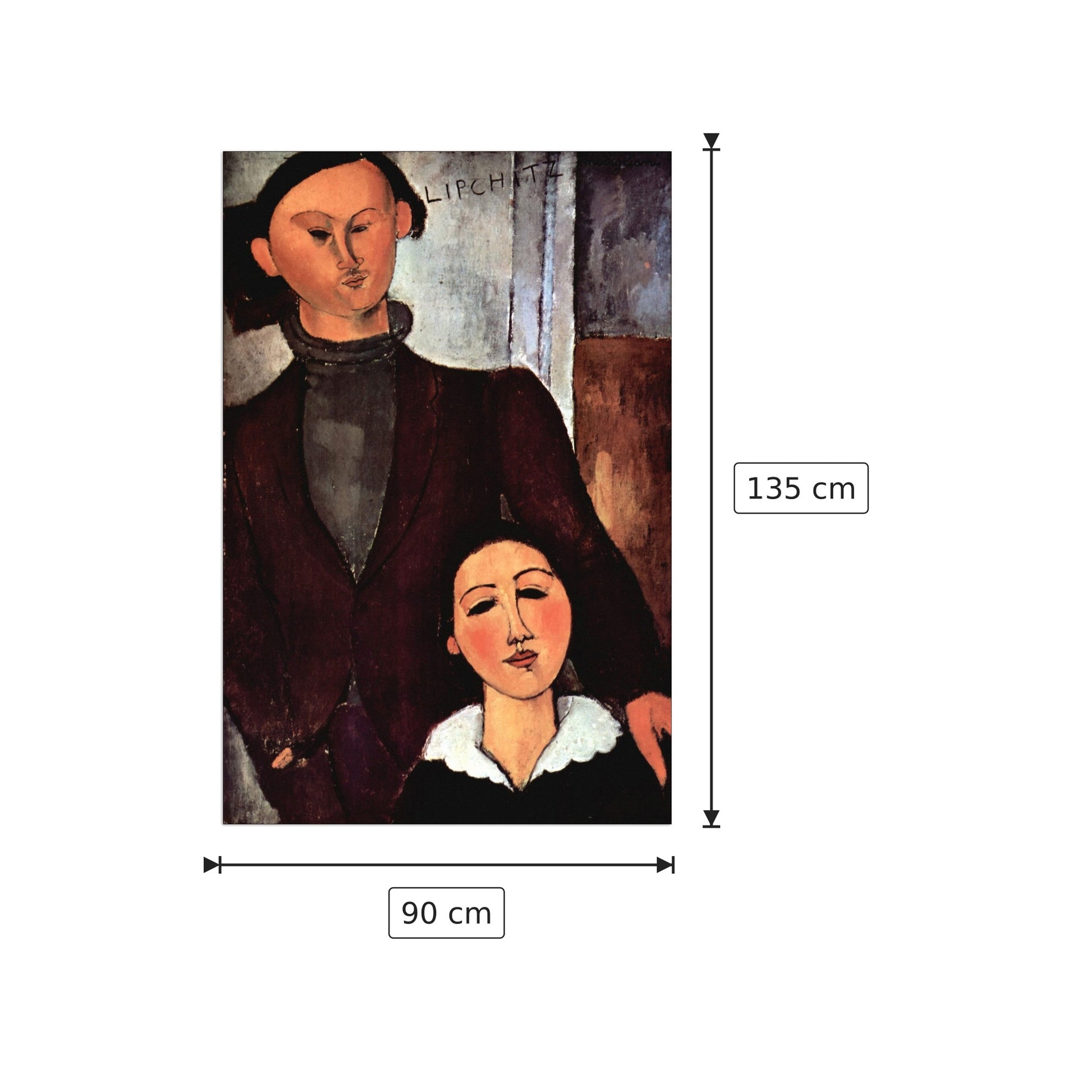Portrait of the married couple Lipchitz - Modigliani Amedeo - cm 90x135 - Pannello in MDF