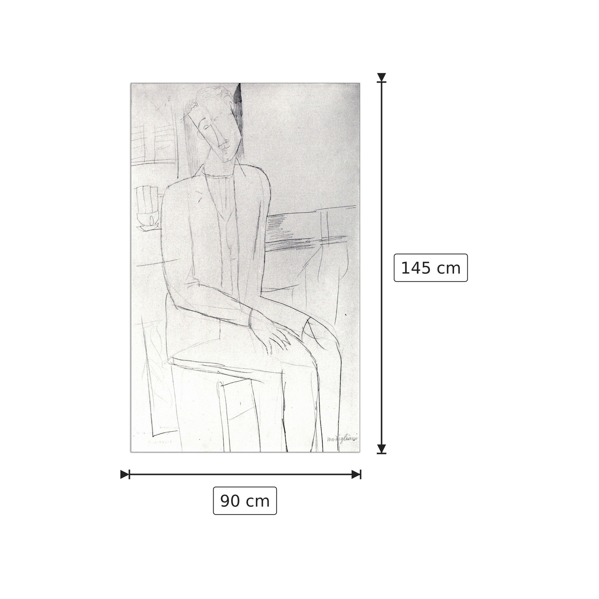 Sitting man - Modigliani Amedeo - cm 90x145 - Pannello in MDF