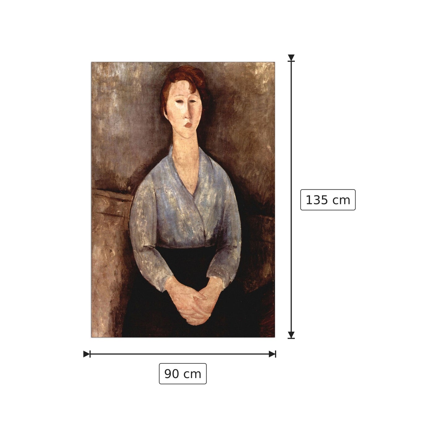 Sitting woman with blue blouse - Modigliani Amedeo - cm 90x135 - Pannello in MDF