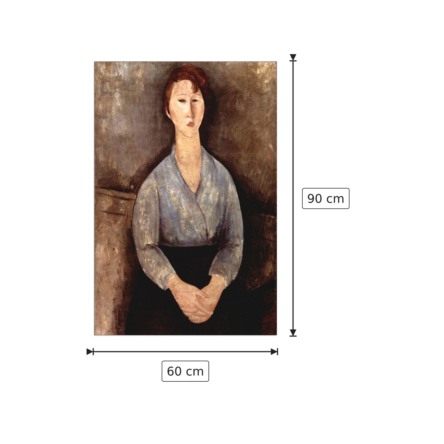 Sitting woman with blue blouse - Modigliani Amedeo - cm 60x90 - Pannello in MDF
