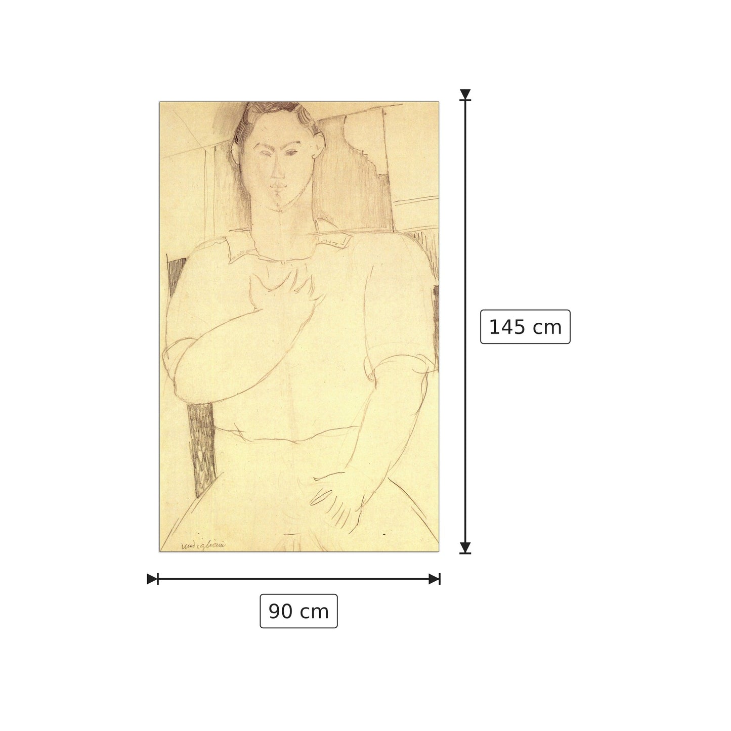 Sitting young man - Modigliani Amedeo - cm 90x145 - Pannello in MDF