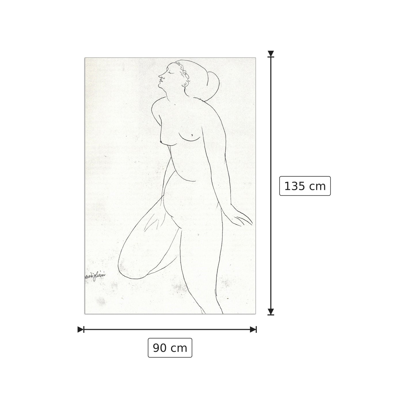 Standing Nude - Modigliani Amedeo - cm 90x135 - Pannello in MDF