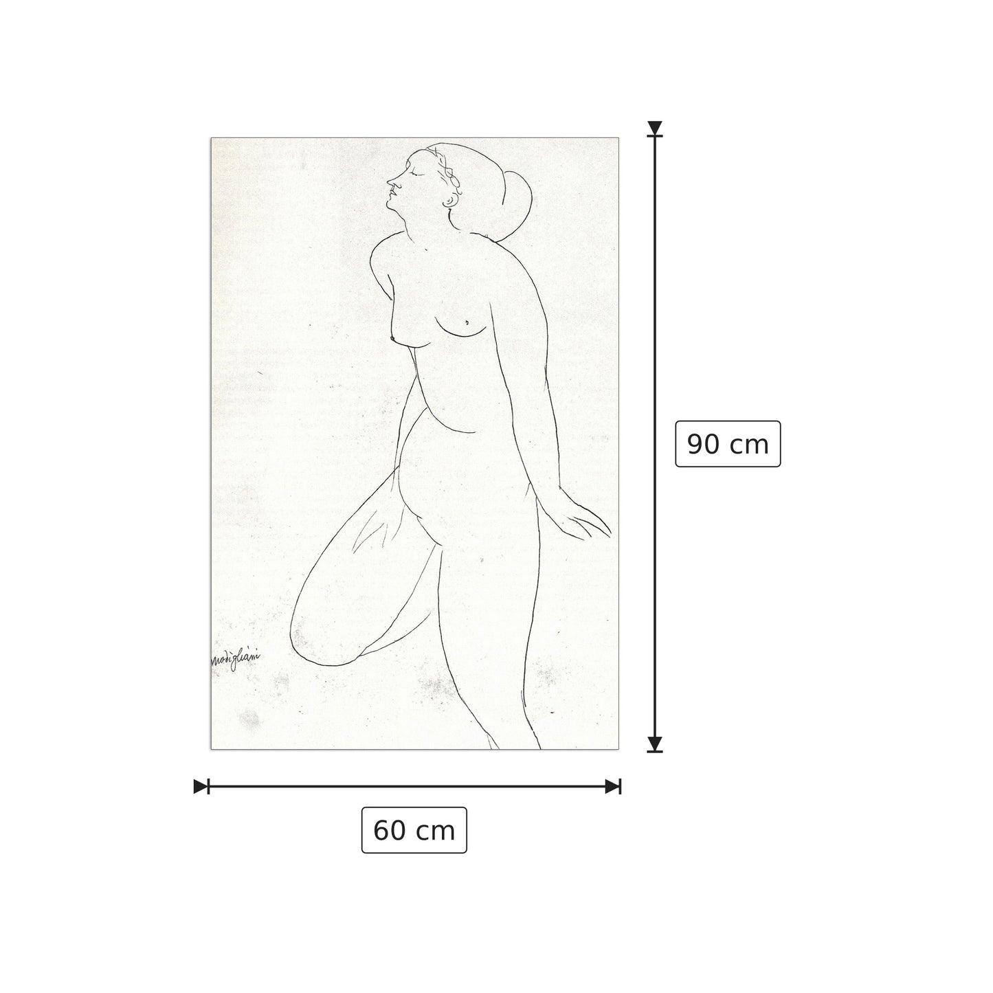 Standing Nude - Modigliani Amedeo - cm 60x90 - Pannello in MDF