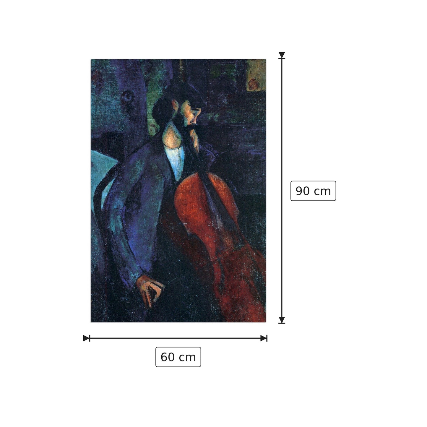 The Cellist - Modigliani Amedeo - cm 60x90 - Pannello in MDF