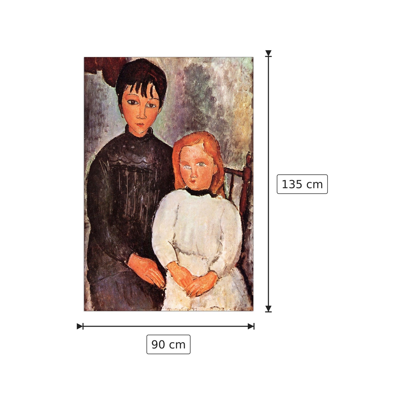 Two children - Modigliani Amedeo - cm 90x135 - Pannello in MDF