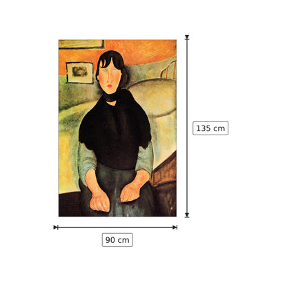 Young brown woman sitting on a bed - Modigliani Amedeo - cm 90x135 - Pannello in MDF