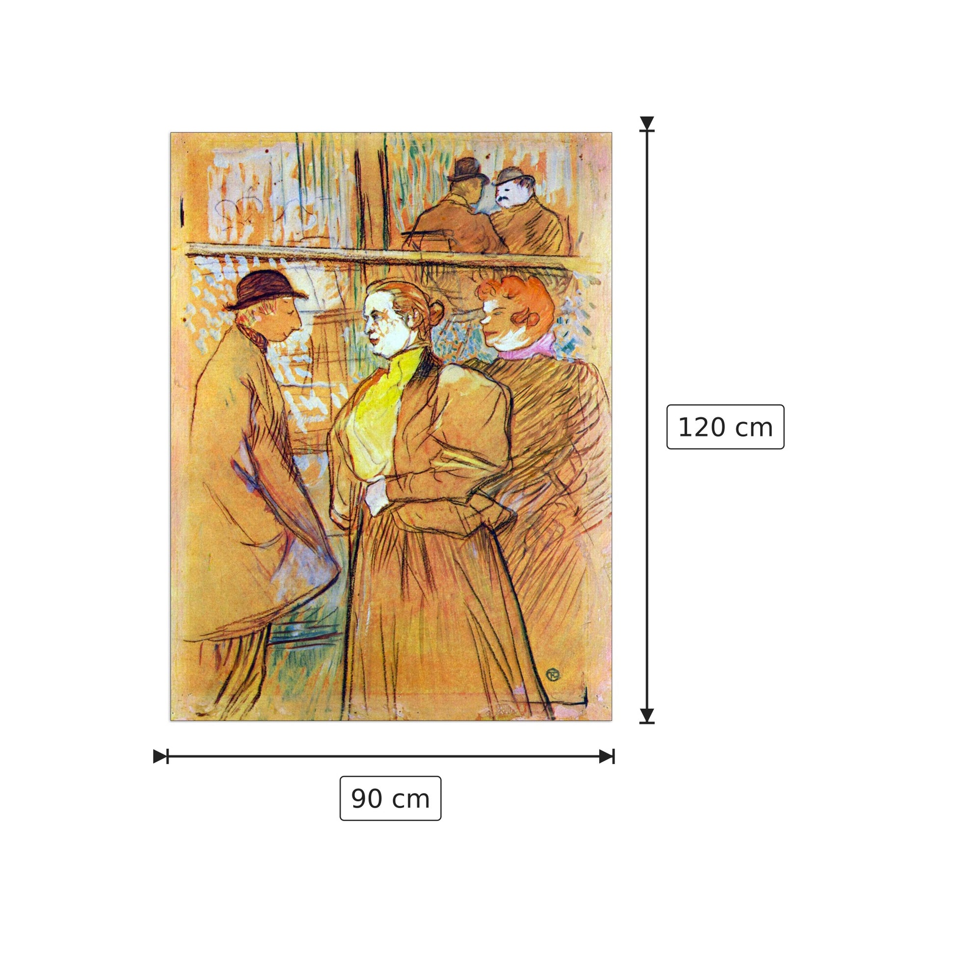 At the Moulin Rouge - Toulouse-Lautrec - cm 90x120 - Pannello in MDF