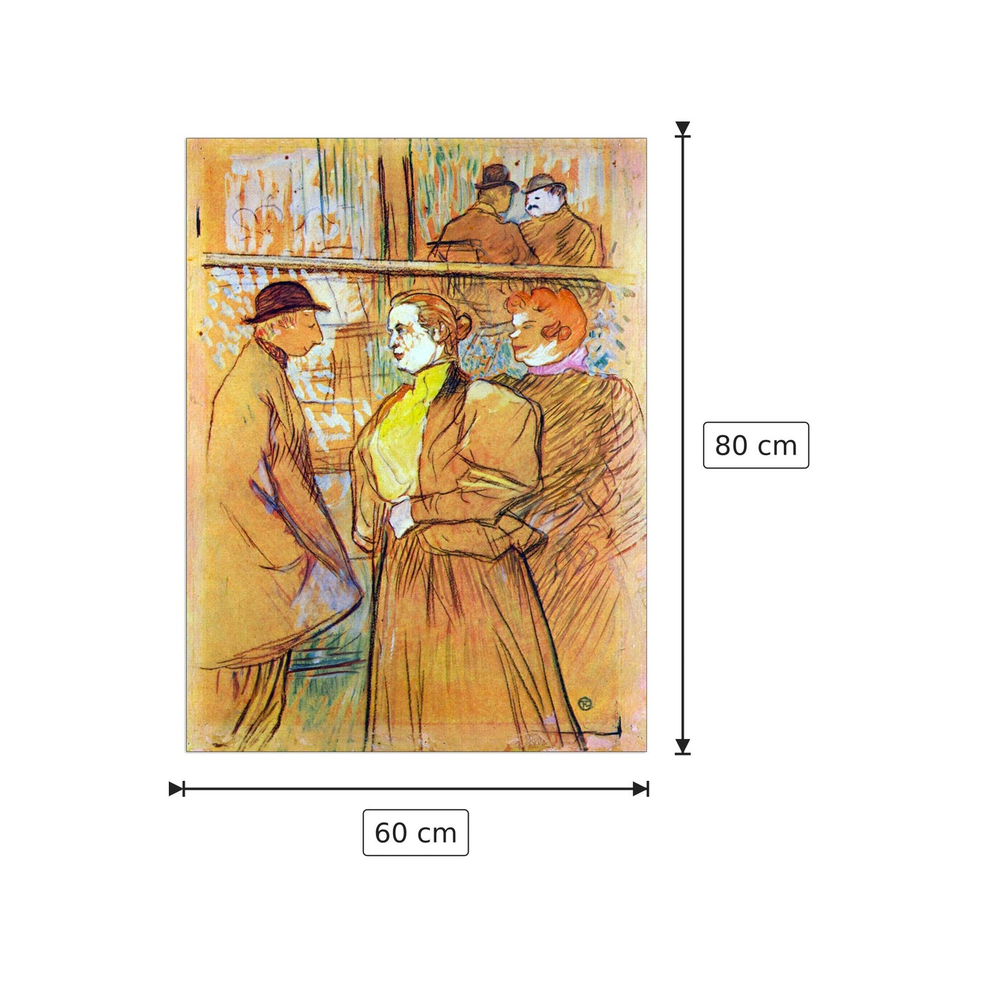 At the Moulin Rouge - Toulouse-Lautrec - cm 60x80 - Pannello in MDF