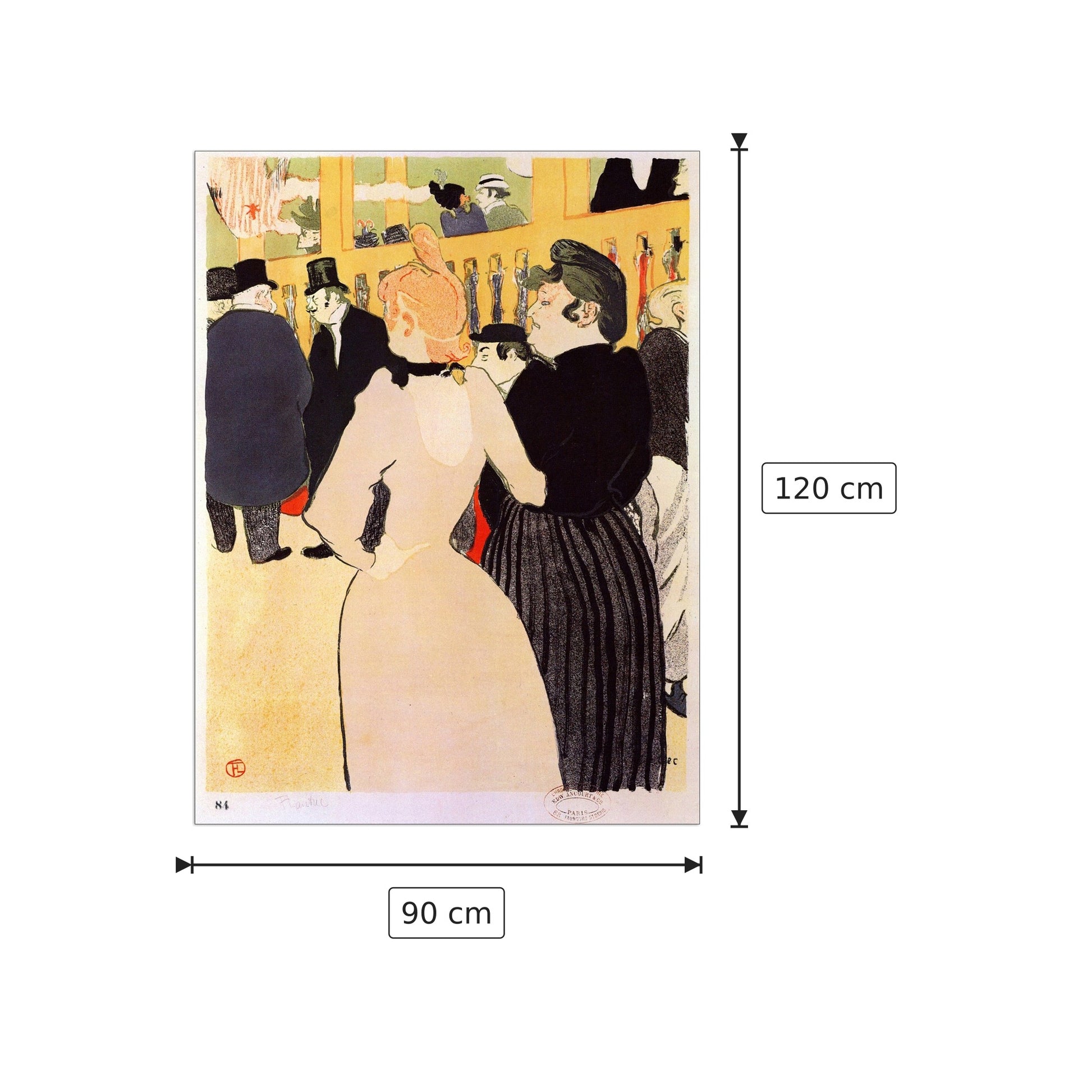 At the Moulin Rouge, la Goulue and her sister - Toulouse-Lautrec - cm 90x120 - Pannello in MDF