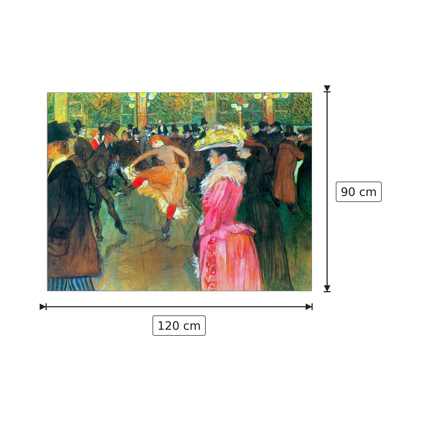 Ball in the Moulin Rouge - Toulouse-Lautrec - cm 120x90 - Pannello in MDF