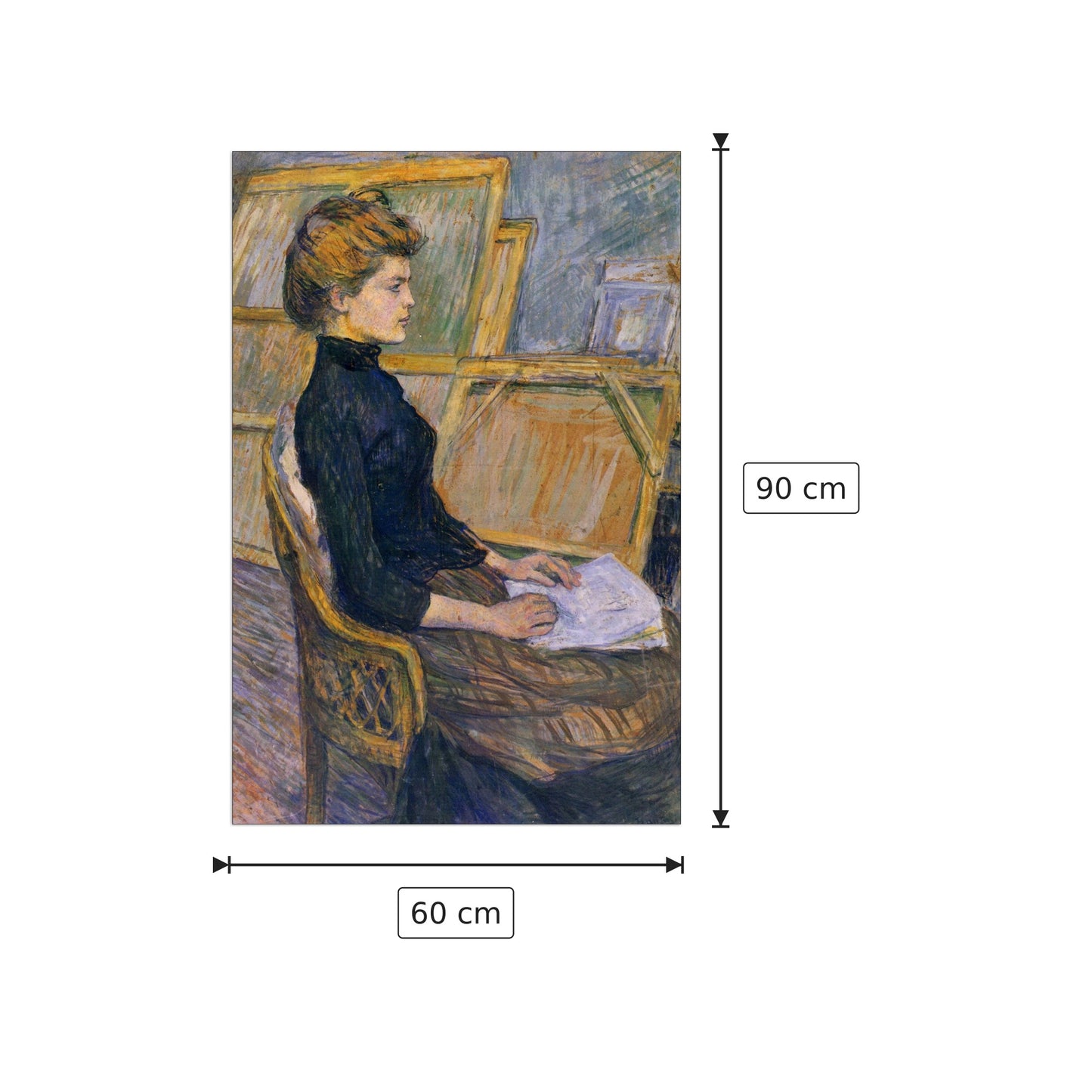Helene Vary in the study - Toulouse-Lautrec - cm 60x90 - Pannello in MDF