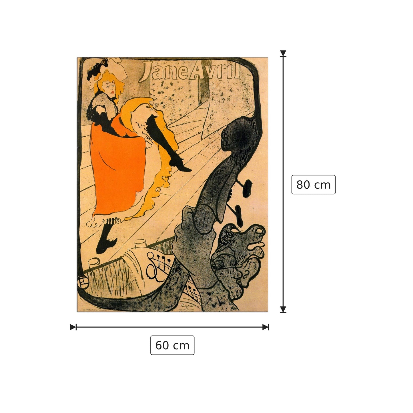 Jane Avril - Toulouse-Lautrec - cm 60x80 - Pannello in MDF