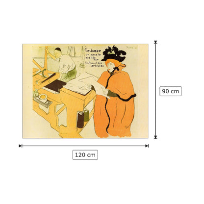 Jane Avril checking a print sample - Toulouse-Lautrec - cm 120x90 - Pannello in MDF