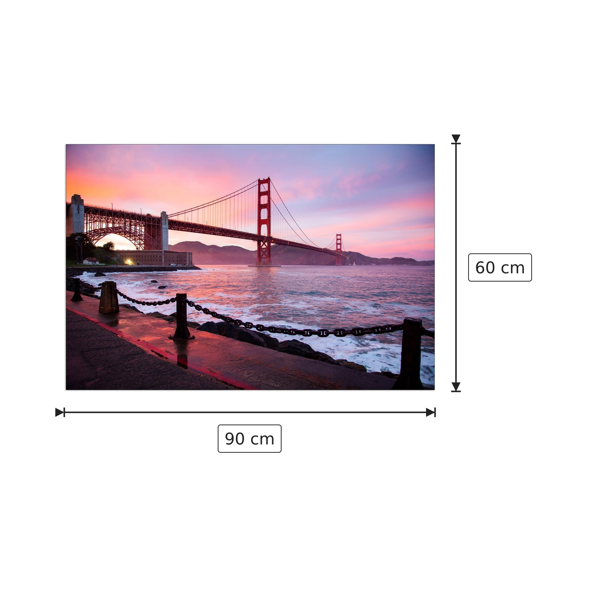 San Francisco Golden Gate - Art Studio - cm 90x60 - Pannello in MDF
