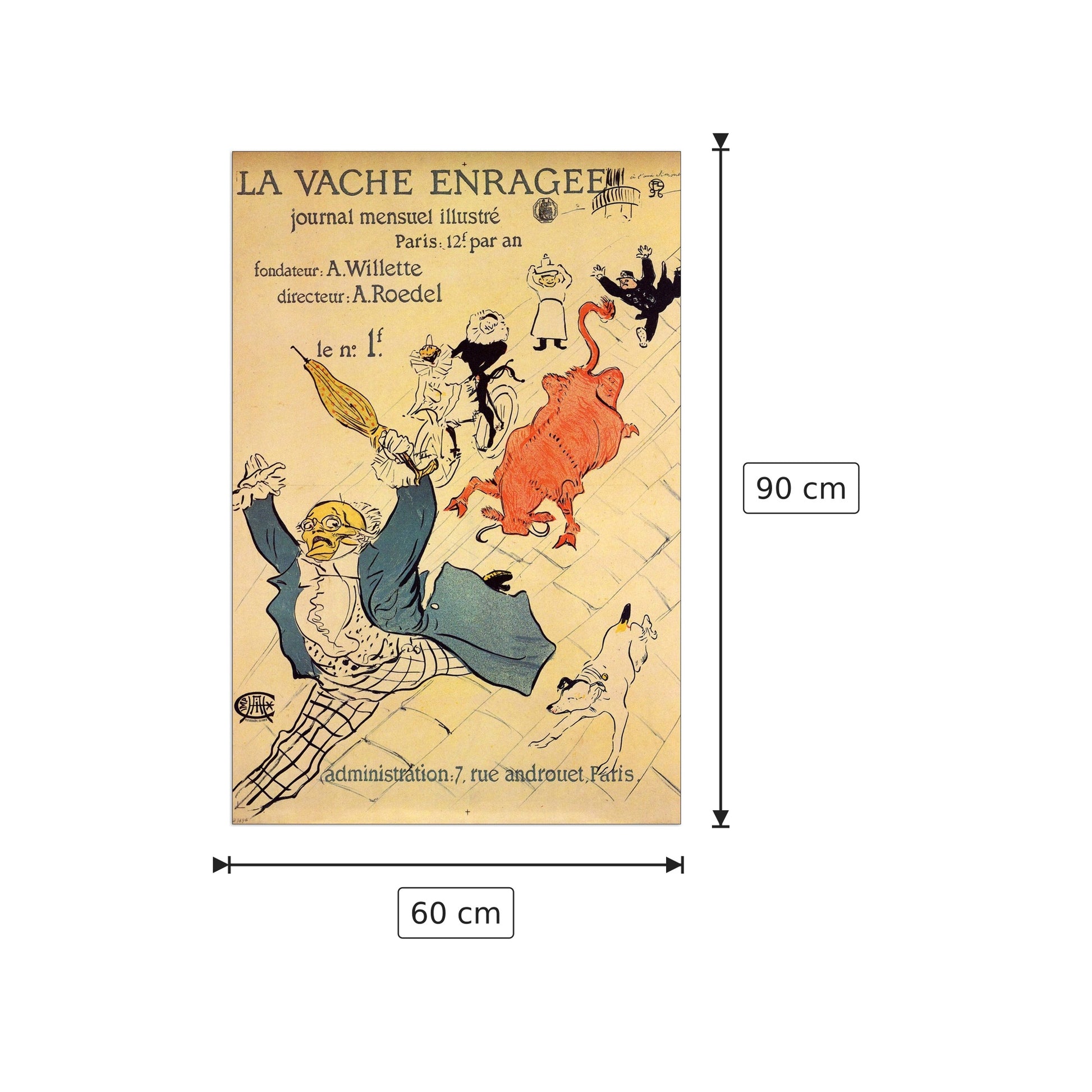 La vache enragee - Toulouse-Lautrec - cm 60x90 - Pannello in MDF