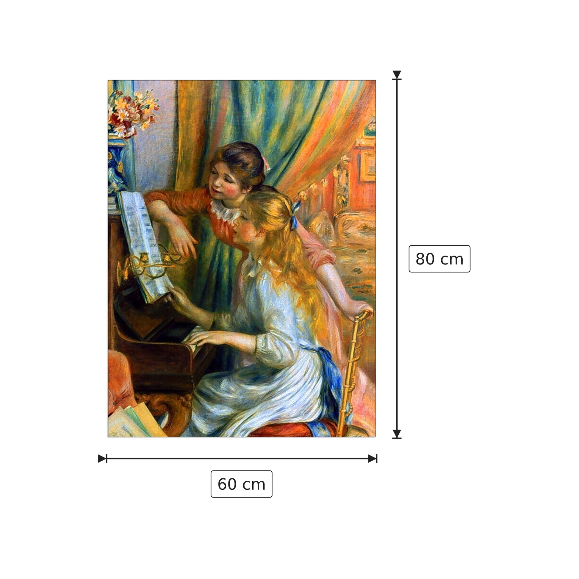 Girls at the Piano - Renoir Pierre-Auguste - cm 60x80 - Pannello in MDF