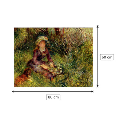 Madame Renoir with dog - Renoir Pierre-Auguste - cm 80x60 - Pannello in MDF