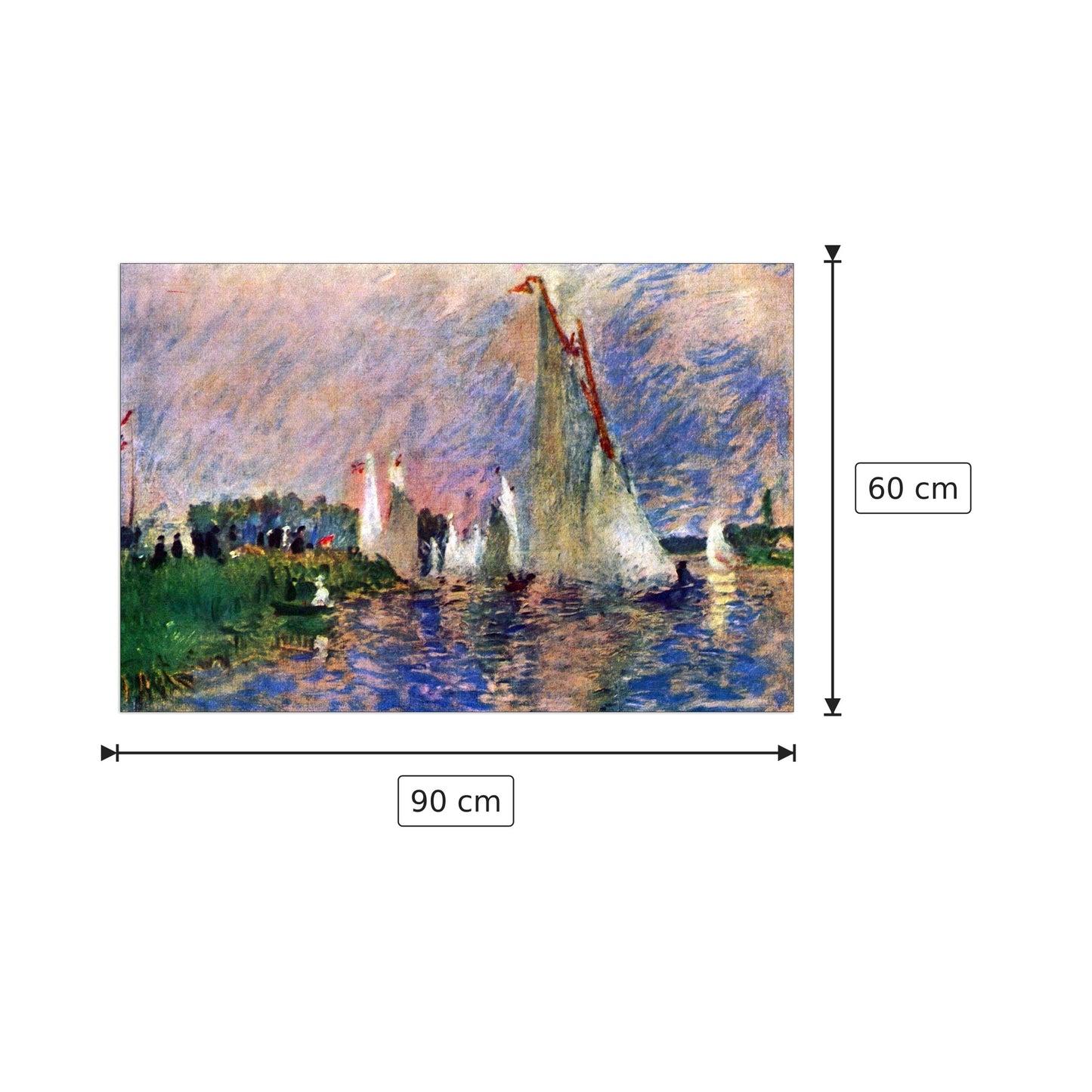 Regatta in Argenteuil - Renoir Pierre-Auguste - cm 90x60 - Pannello in MDF