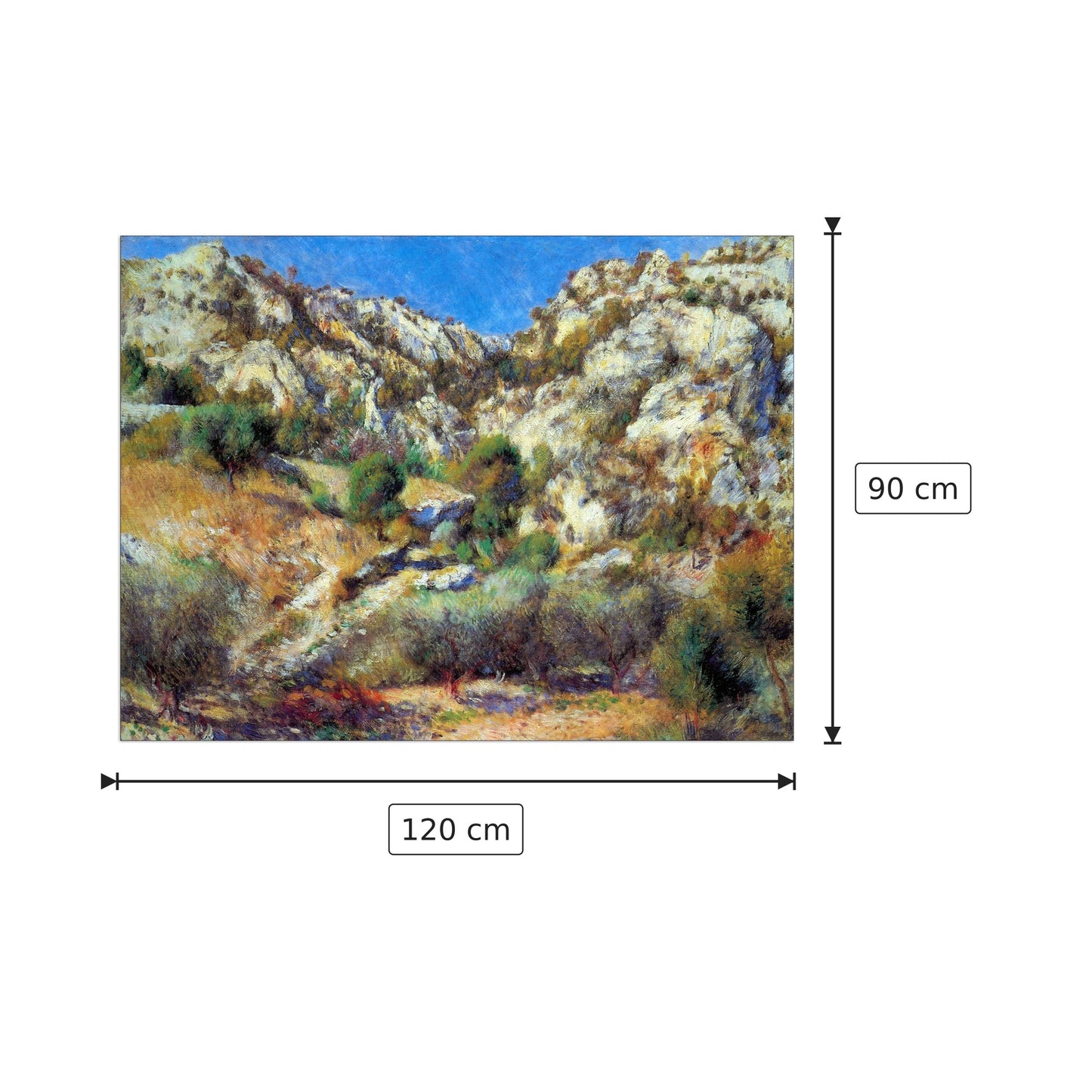 Rocks at L'Estage - Renoir Pierre-Auguste - cm 120x90 - Pannello in MDF