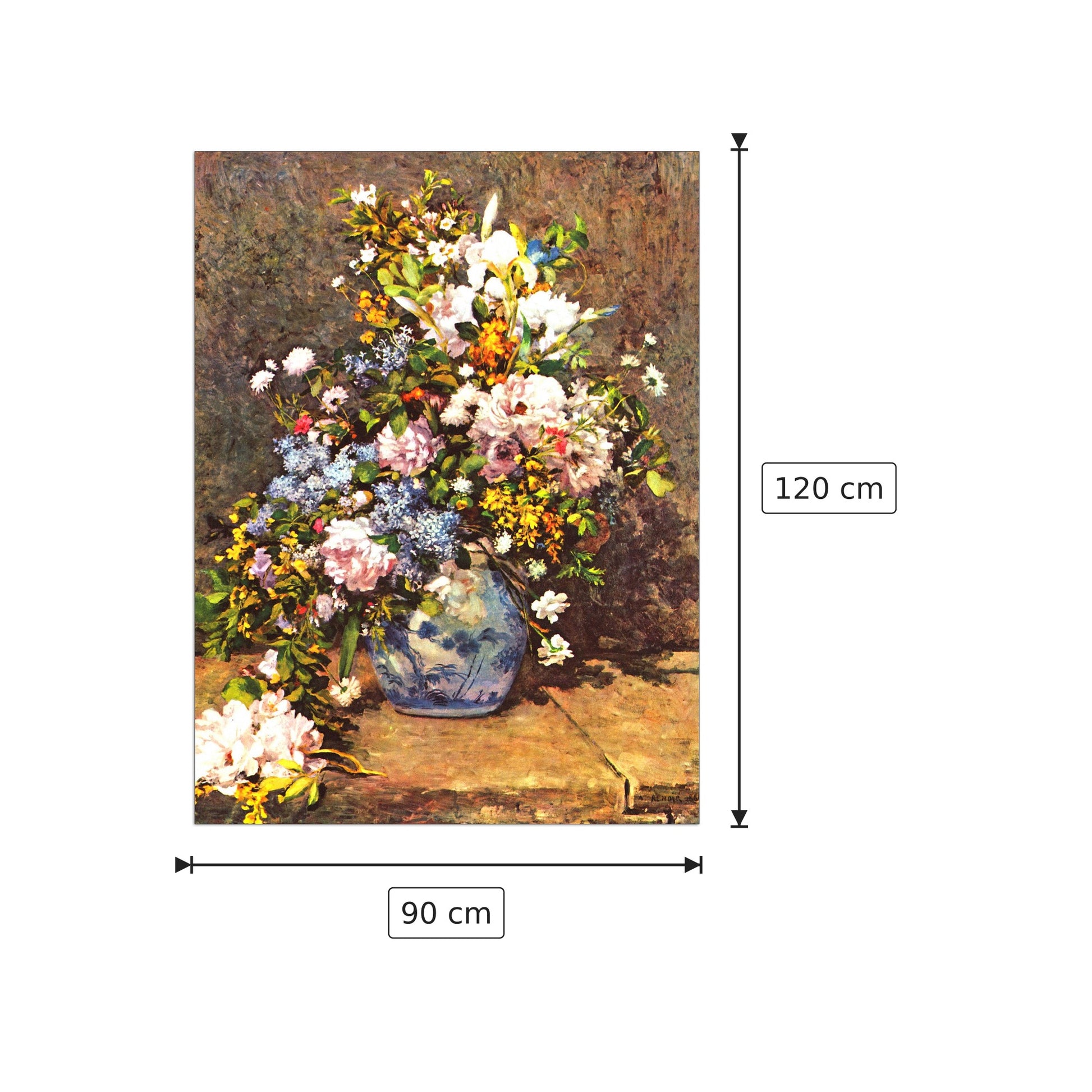 Still life with large vase - Renoir Pierre-Auguste - cm 90x120 - Pannello in MDF