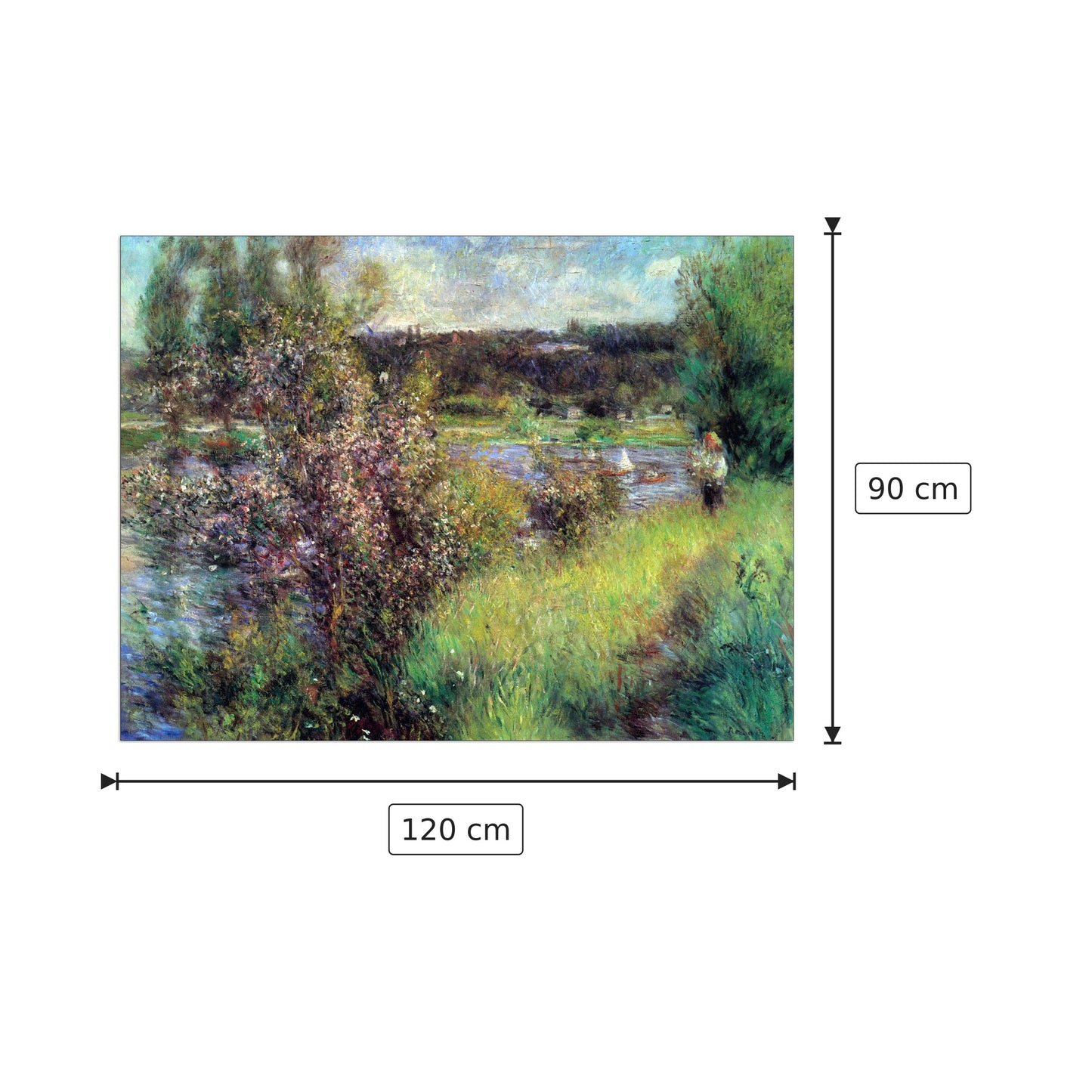 The Seine at Chatou - Renoir Pierre-Auguste - cm 120x90 - Pannello in MDF