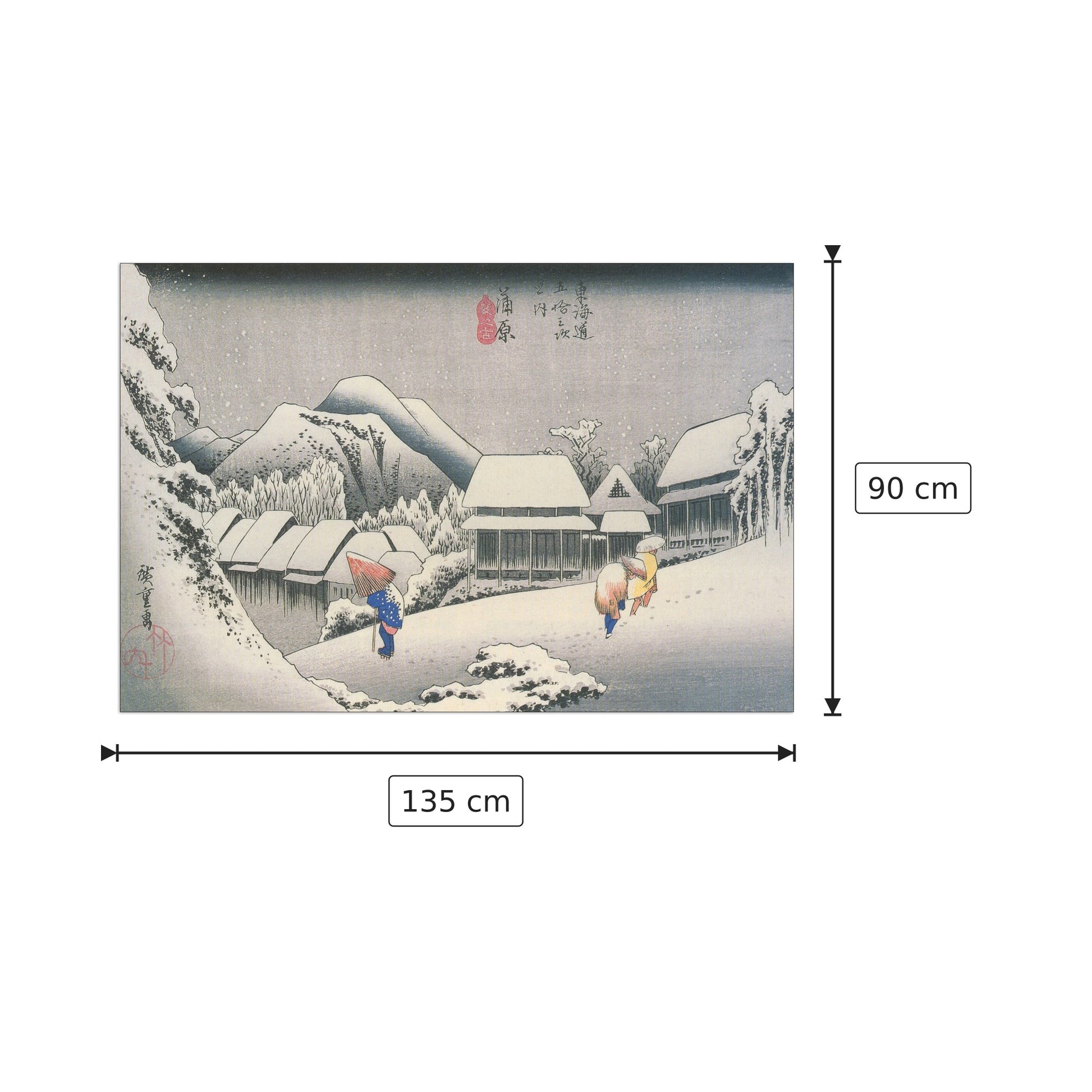 A Village in the snow - Hiroshige Utagawa - cm 135x90 - Pannello in MDF