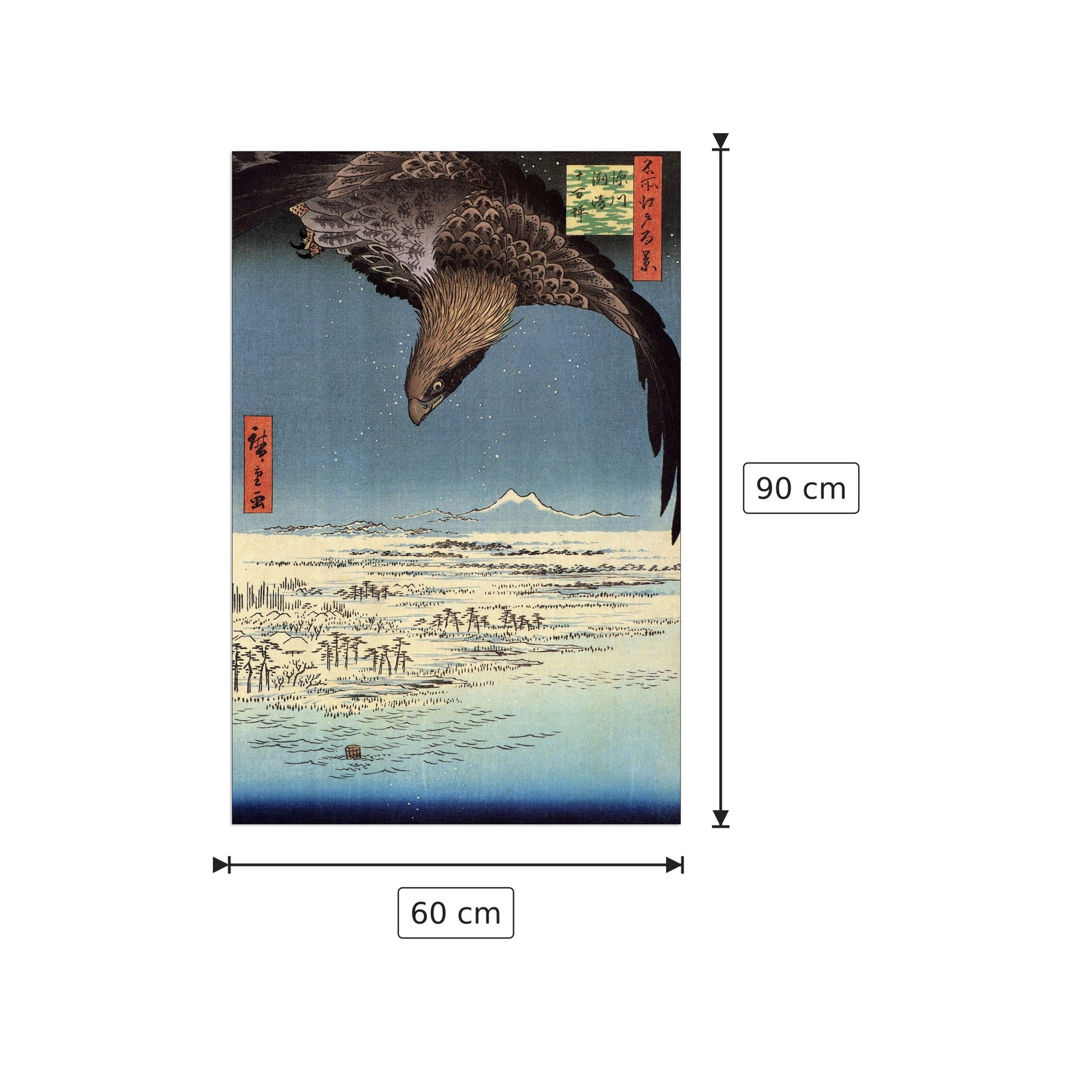 Eagle over the lowlands near Susaki - Hiroshige Utagawa - cm 60x90 - Pannello in MDF