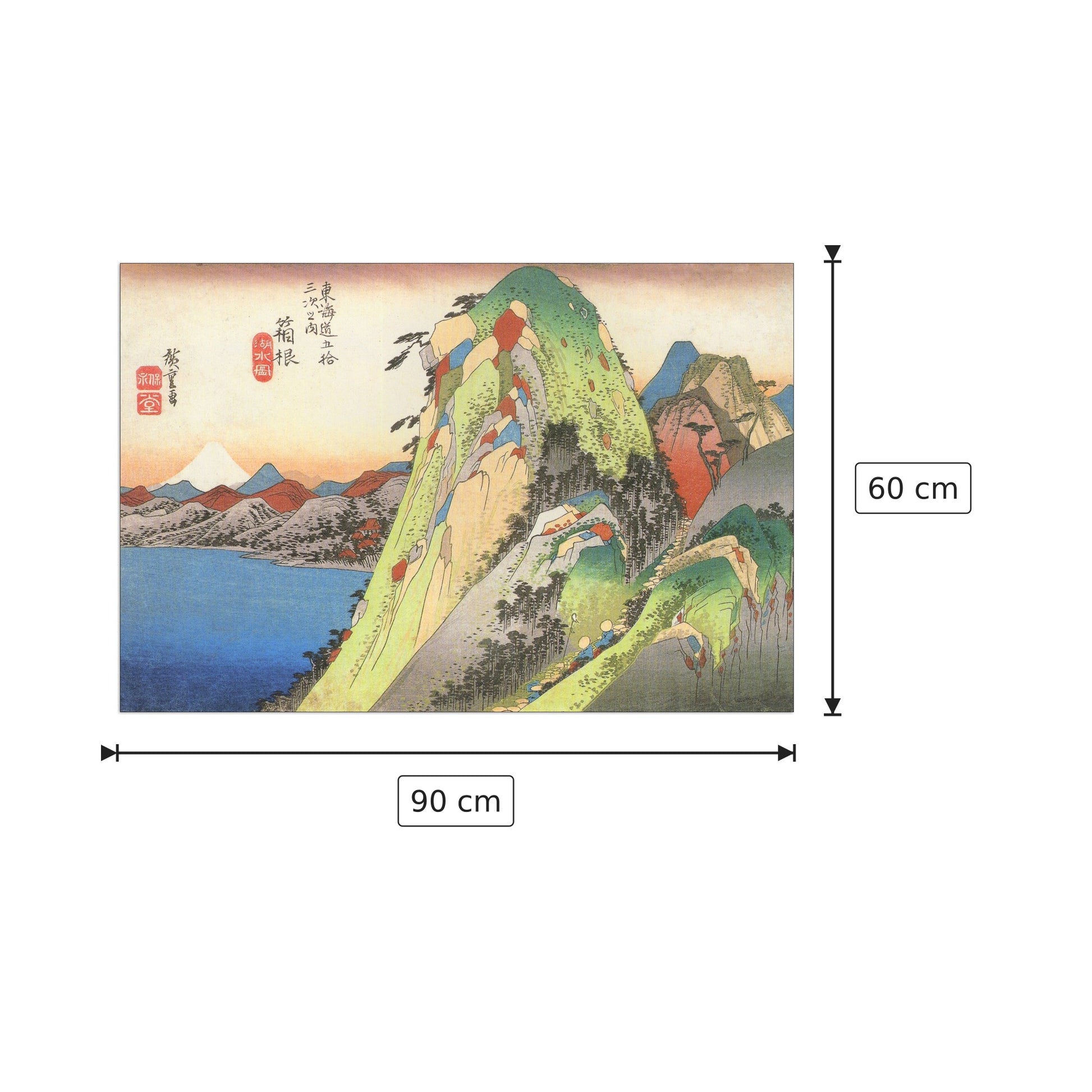 High rocks by a lake - Hiroshige Utagawa - cm 90x60 - Pannello in MDF